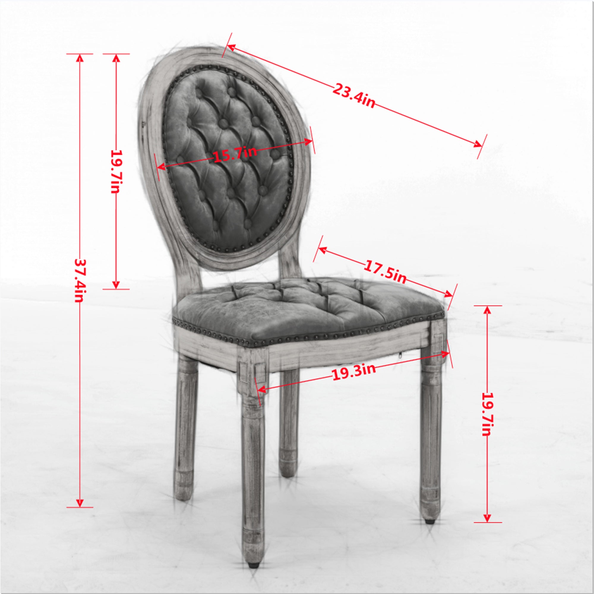 French Style Antique Painting PU Dining Chairs (Set of 2)