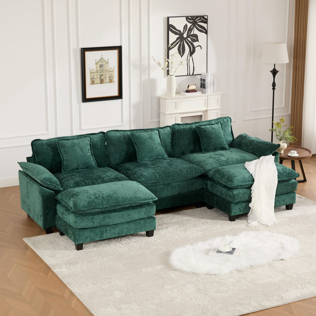 Modern Comfy Upholstered Seat Cushion Sectional Couch (Ottoman is Not Included)