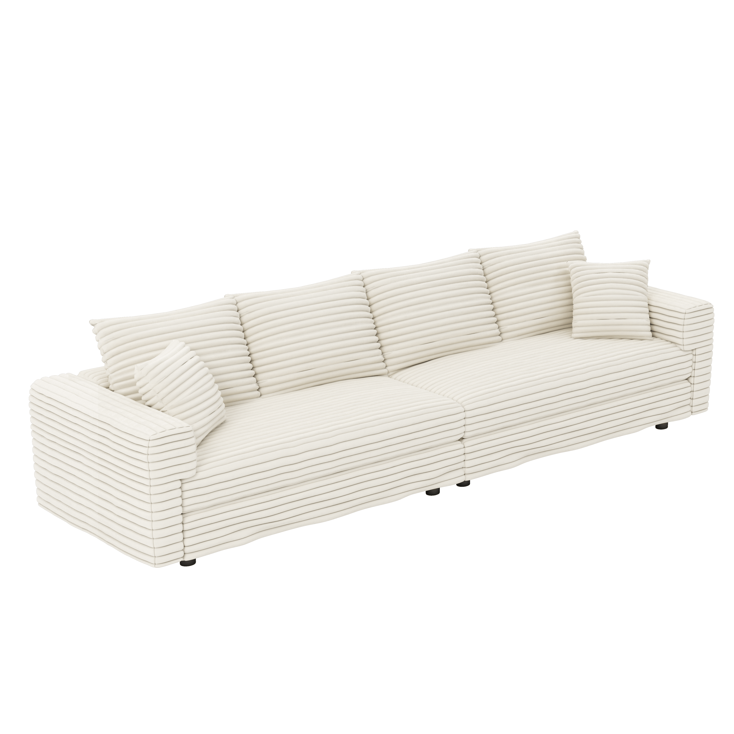 Modern 4 Seat Comfy Upholstered Sofa + Ottoman Option