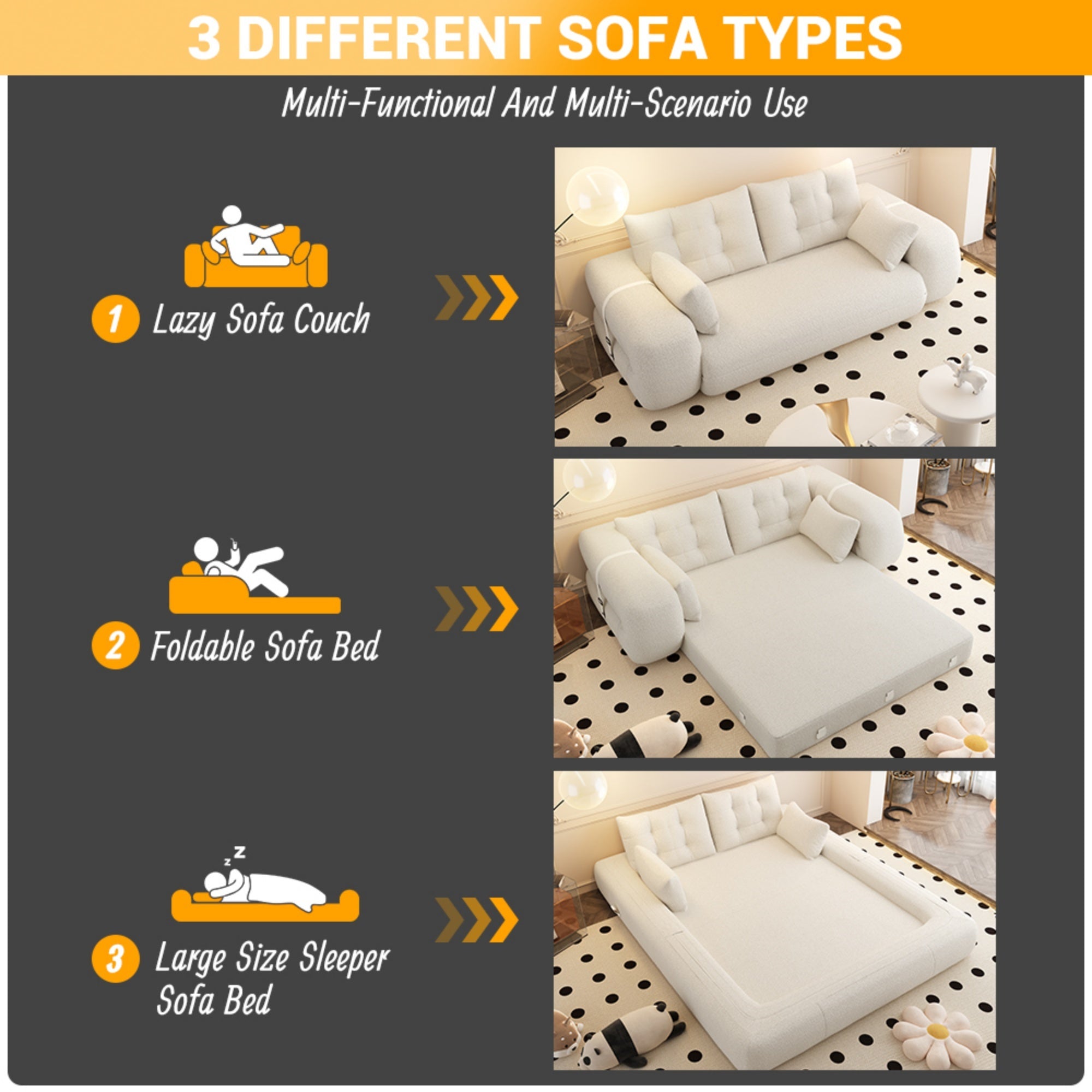 78.7 ' Multi-Functional Teddy Foldable Sofa Bed