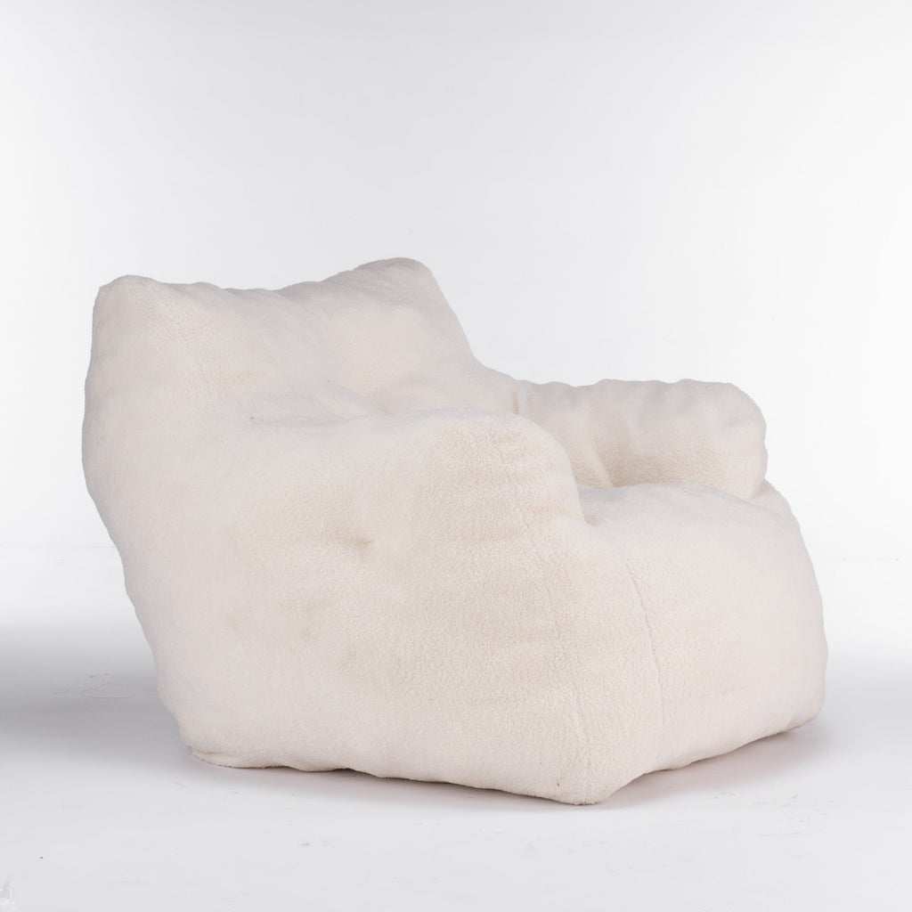 Teddy Fabric Tufted Foam Bean Bag Chair with Memory Sponge