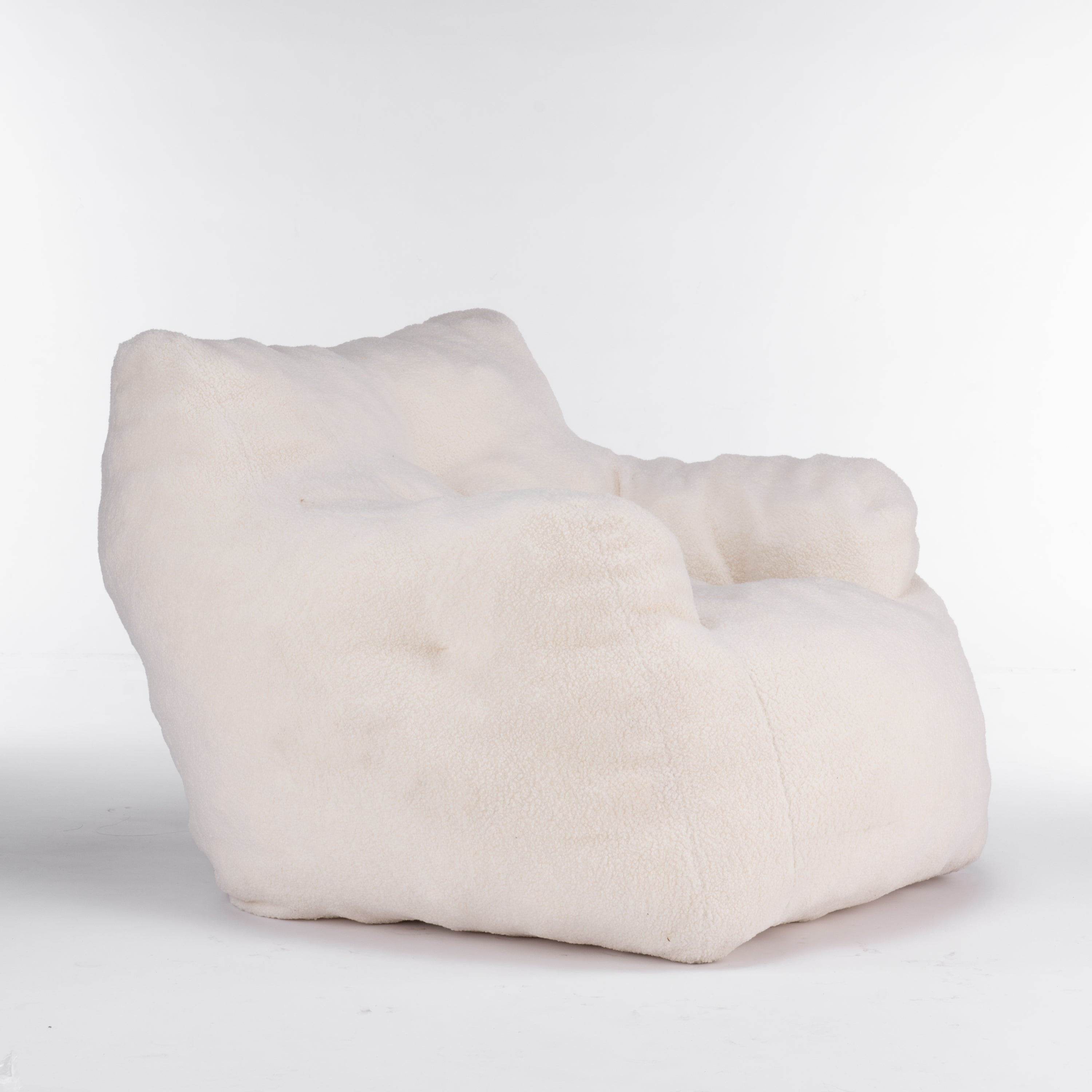 Teddy Fabric Tufted Foam Bean Bag Chair with Memory Sponge