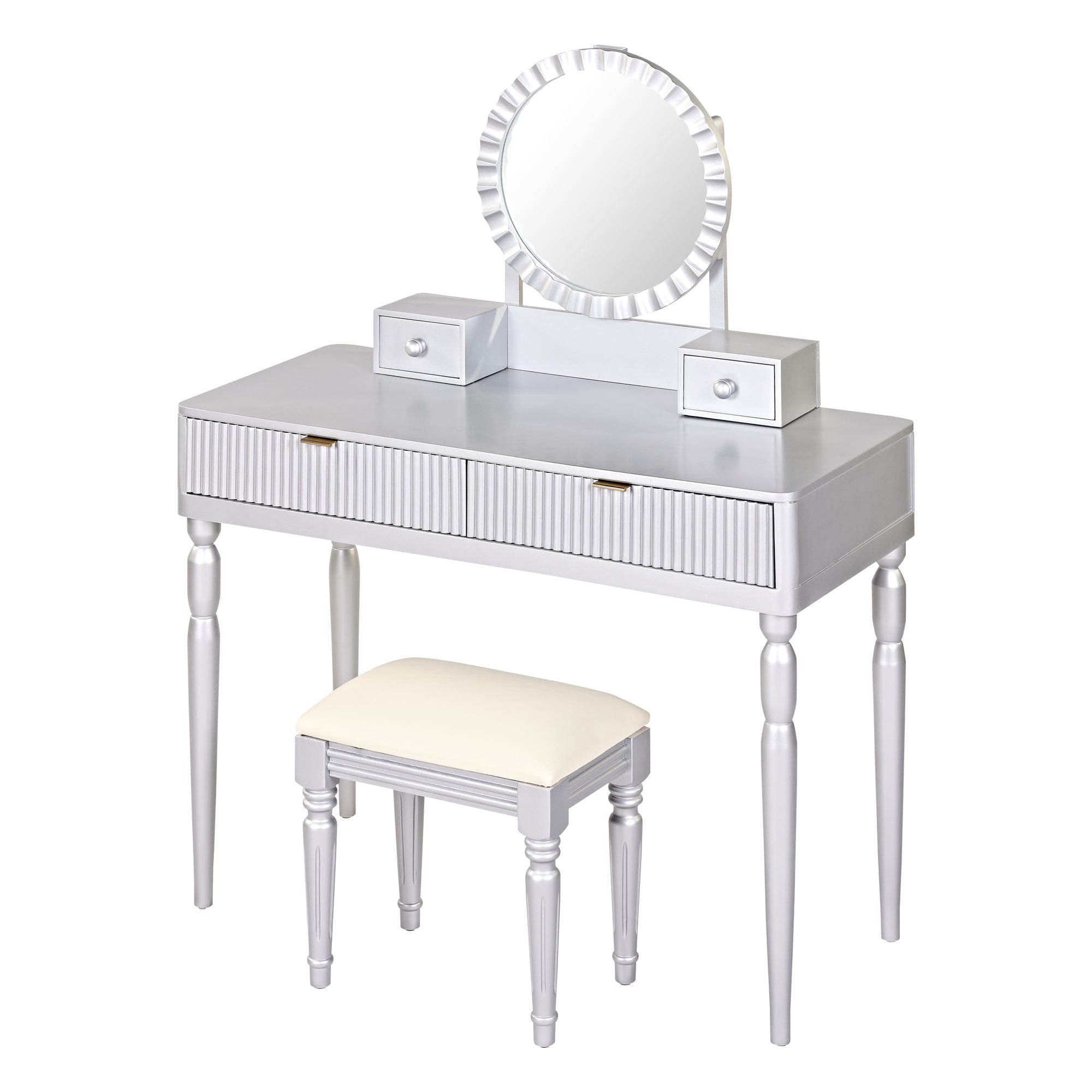 Luxury Vanity Desk with Round Mirror