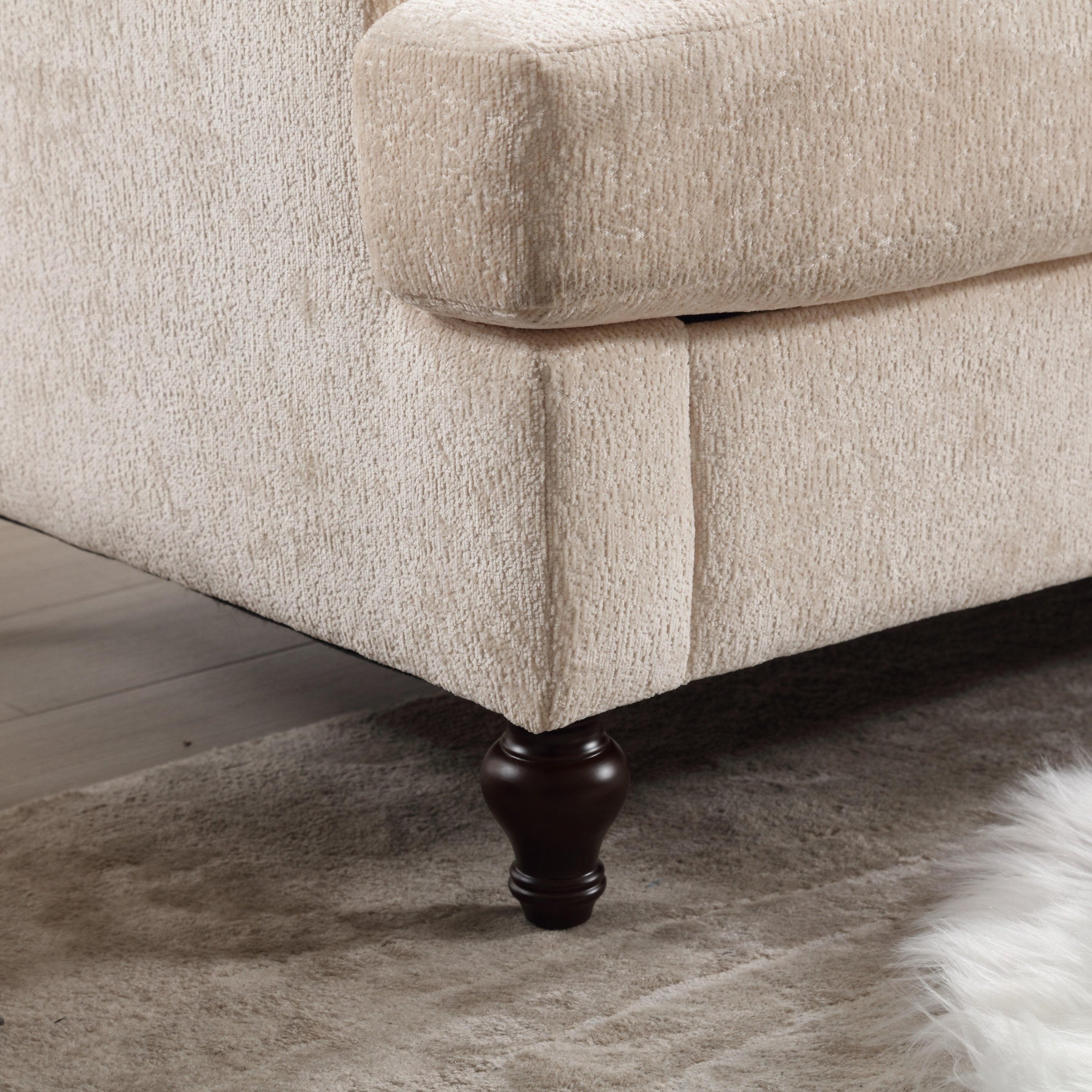 Mid Century Modern Chenille Fabric Loveseat Sofa