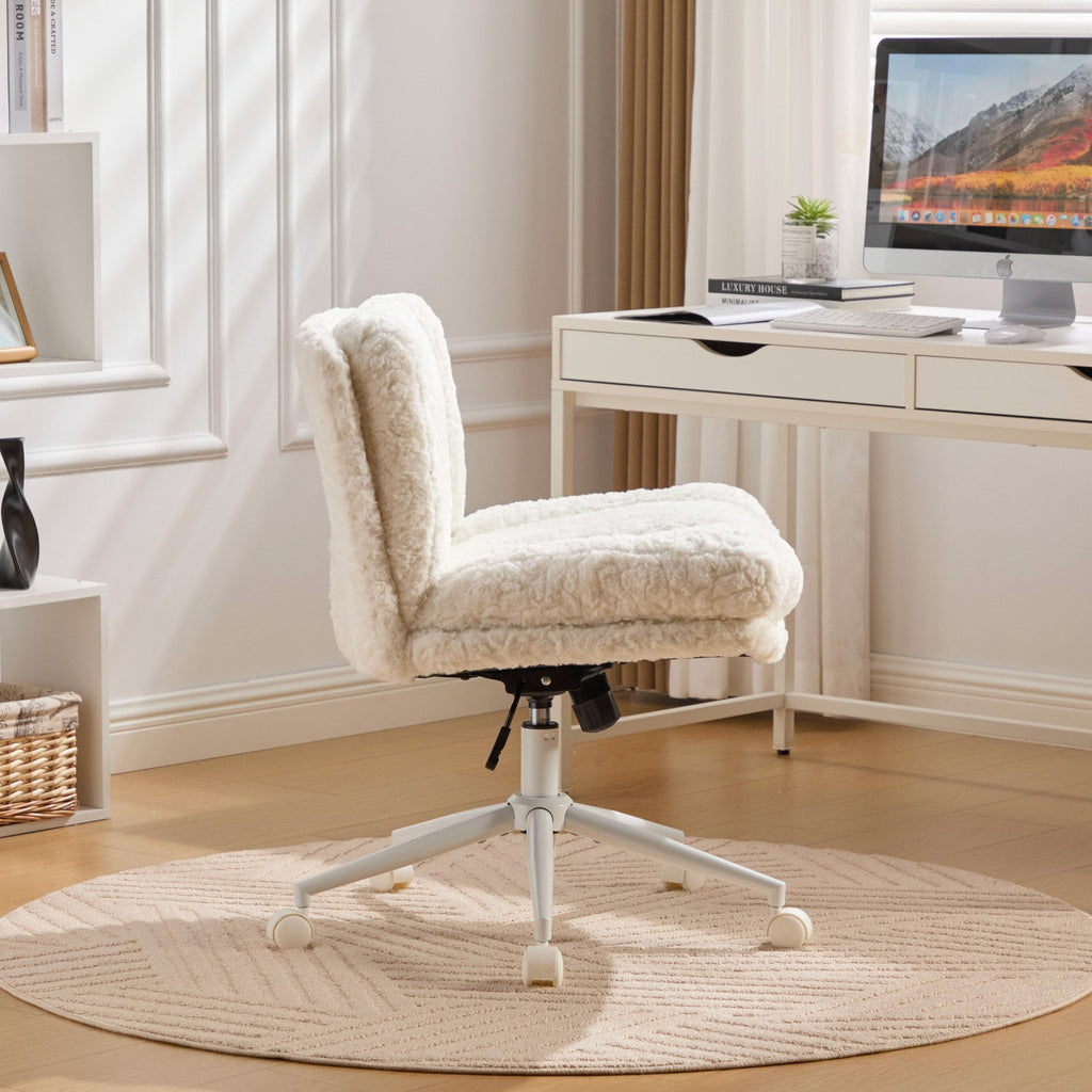 W26.4 inch Wider Artificial Rabbit Hair Home Office Chair