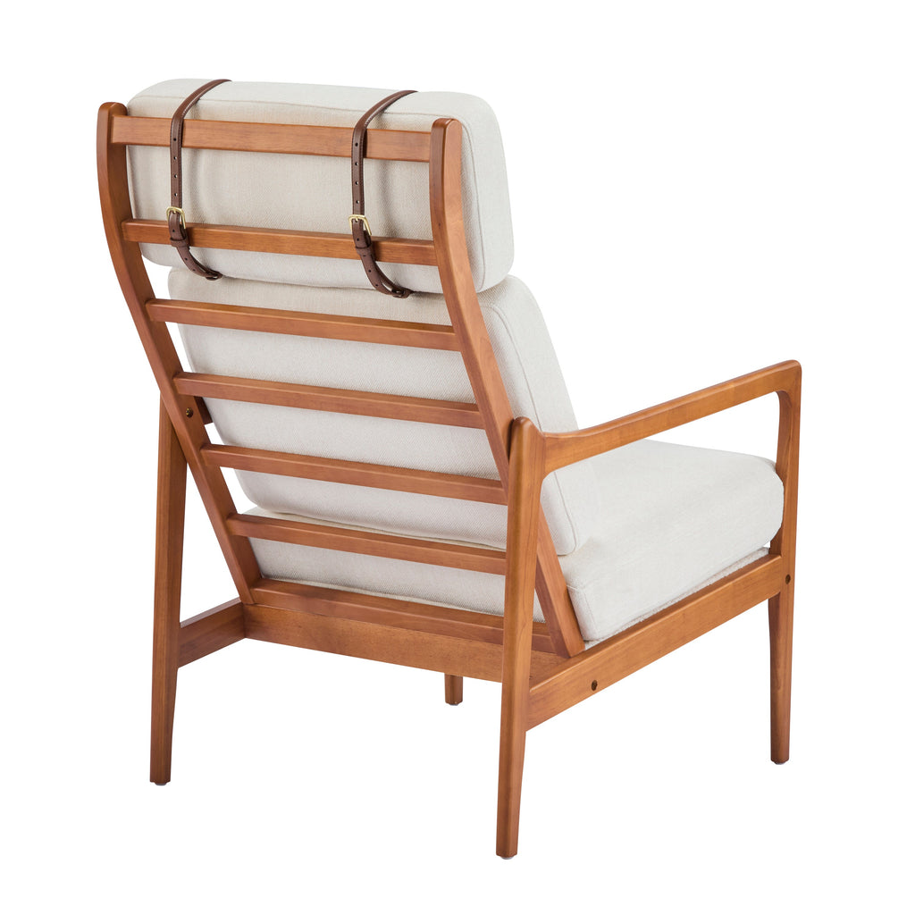 Modern Solid Wood Frame Ergonomic Accent Armchair with High Back