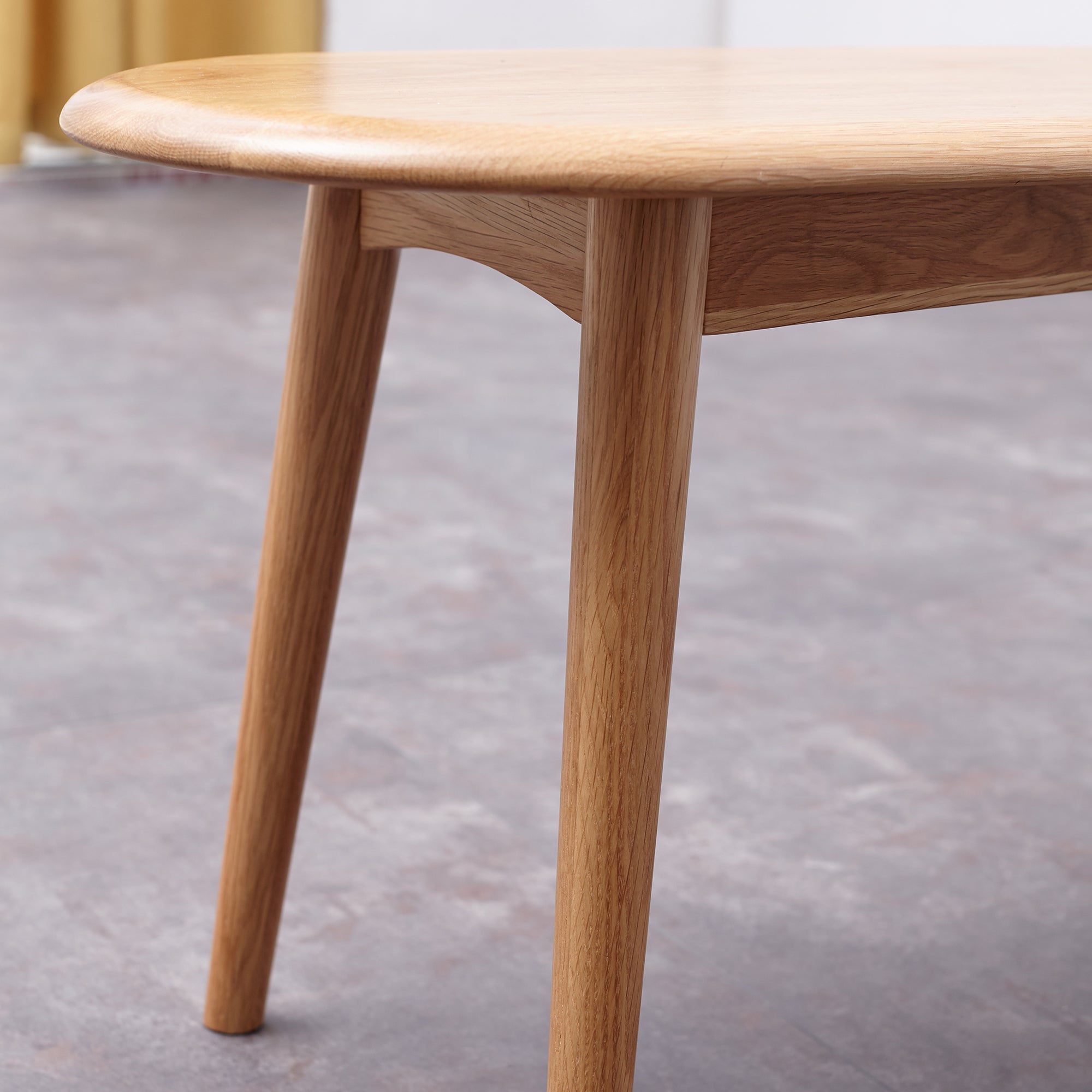 Natural Oak Wood Dining Bench Table Bench with Half-Round Design
