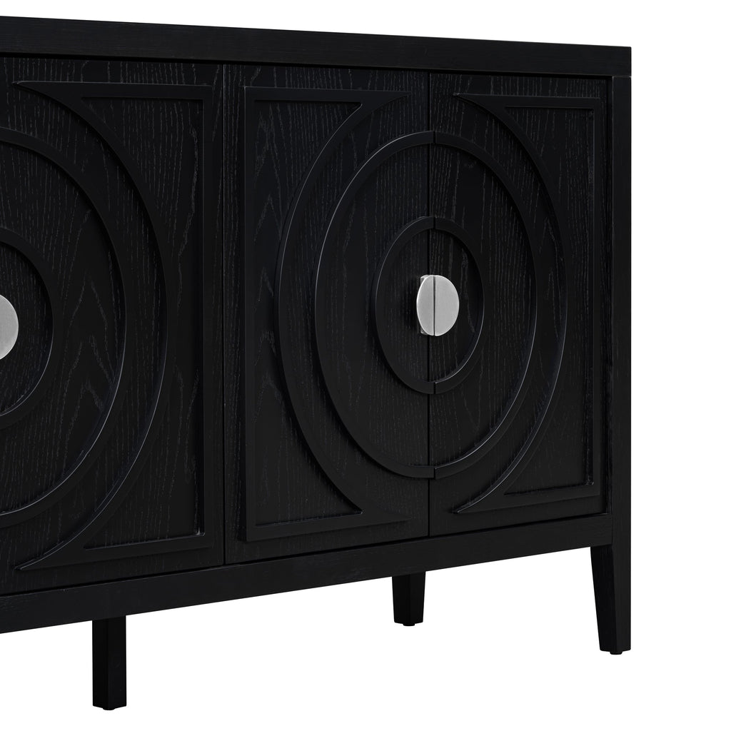 60" Circular Groove Design Sideboard Door for Living Room