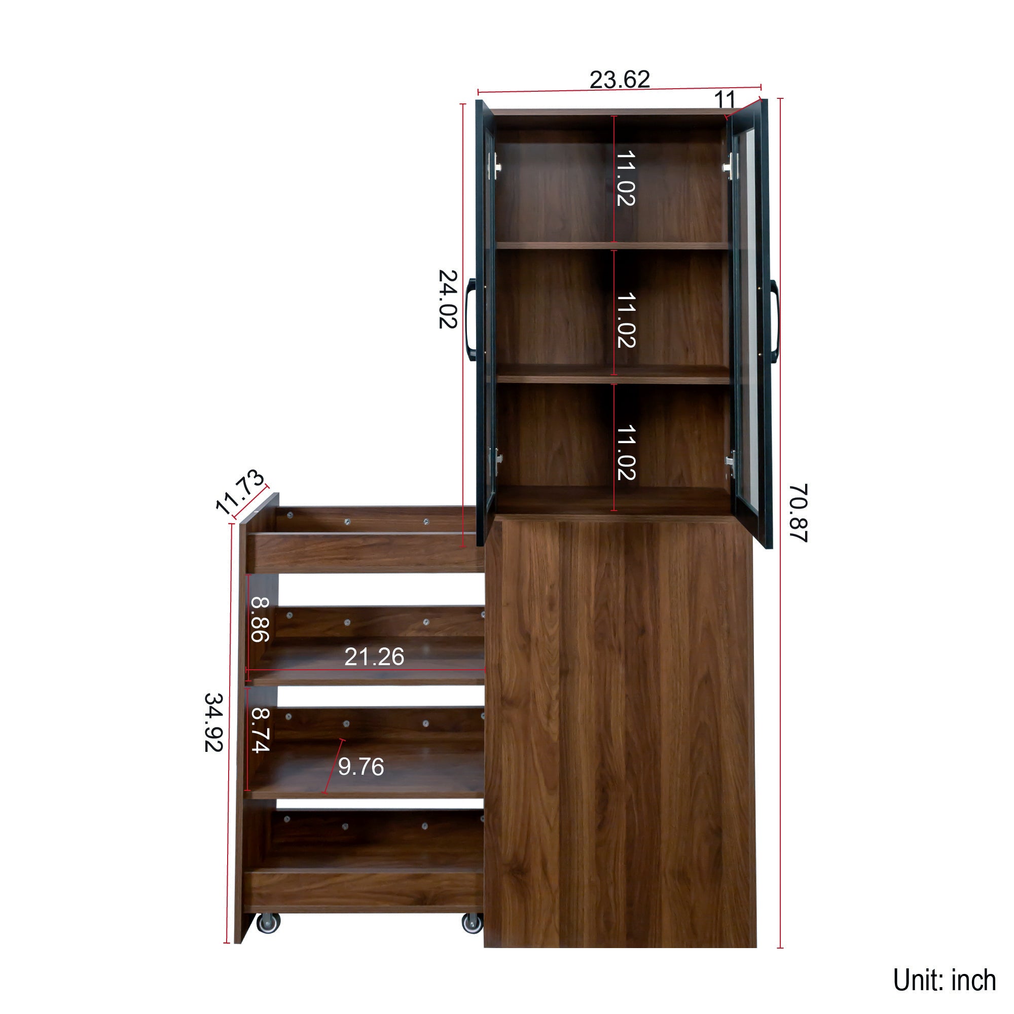 70.87'H Modern Display Storage Cabinet