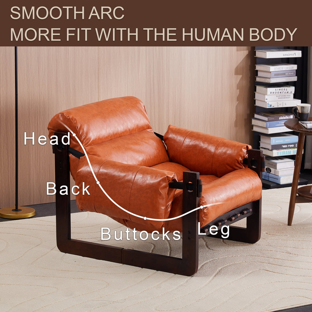 Medieval Modern Lounge Chair Removable Armrests Vintage Oil Wax Leather Sofa