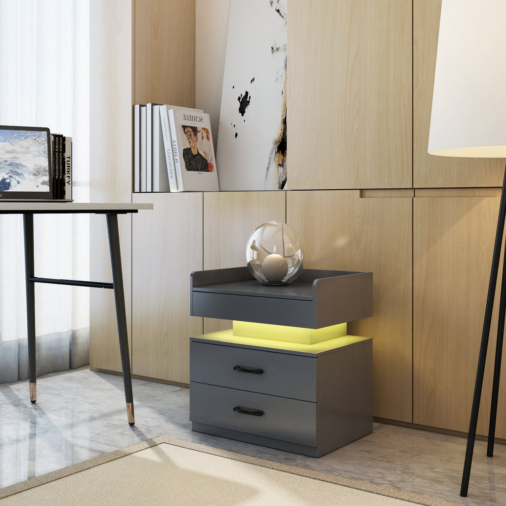 Nightstand with Remote-Controlled LED Strip Light