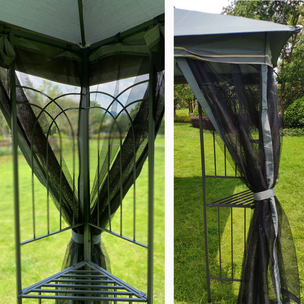 Patio Gazebo Tent with Ventilated Double Roof and Mosquito Net for Backyard or Garden
