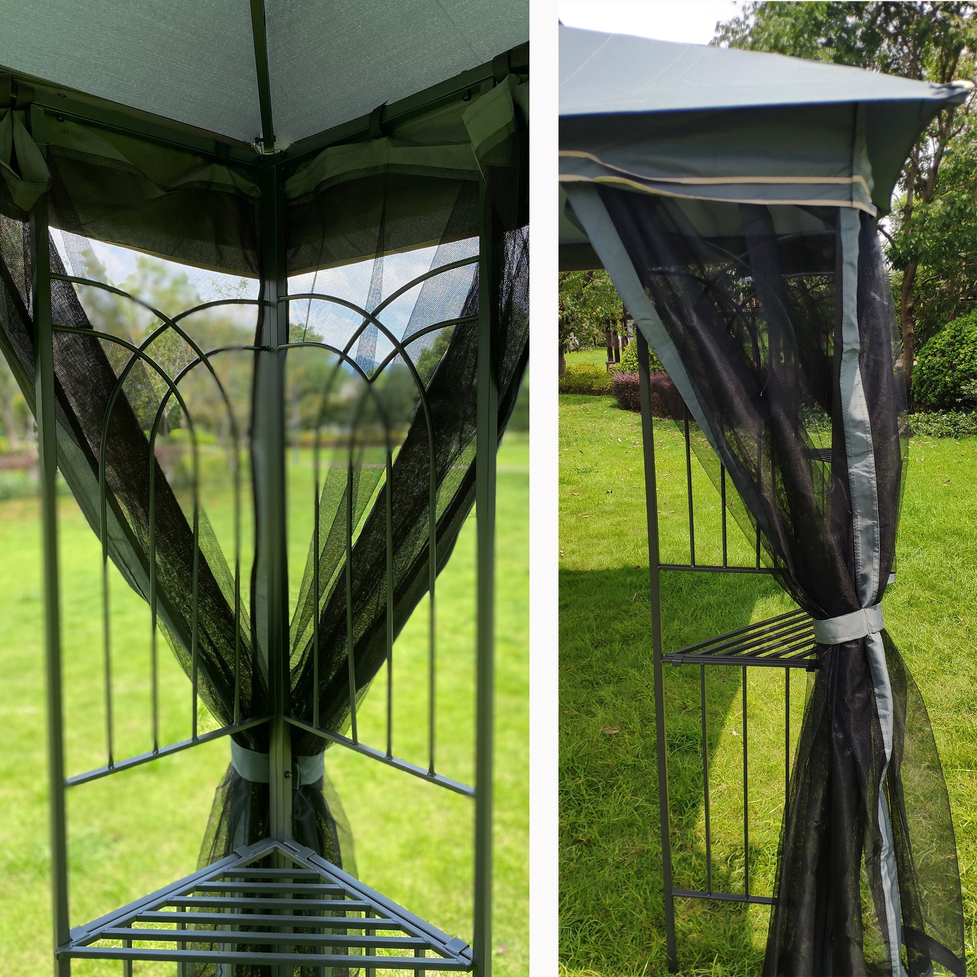 Patio Gazebo Tent with Ventilated Double Roof and Mosquito Net for Backyard or Garden