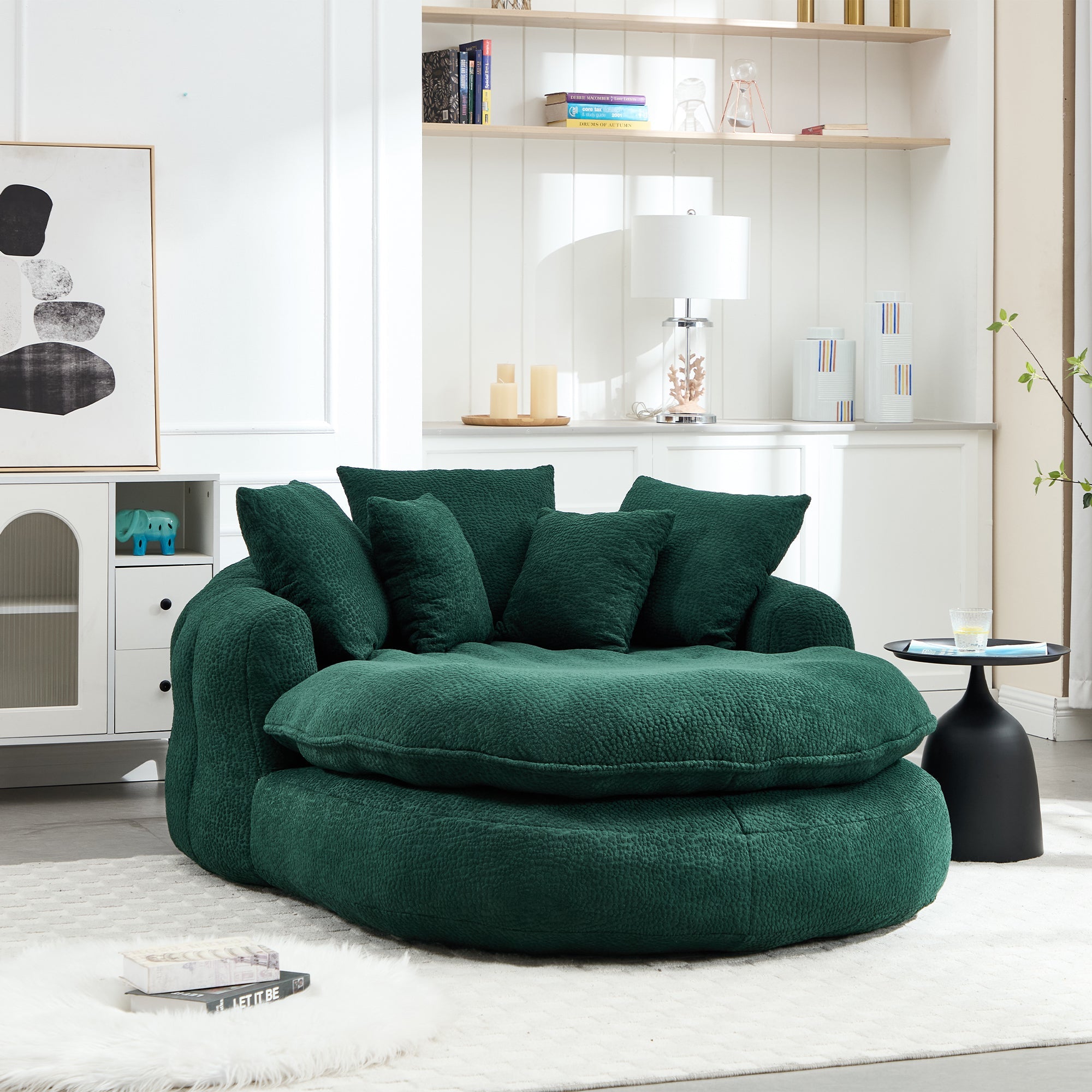 Oversized Oval Upholstered Bean Bag Sofa