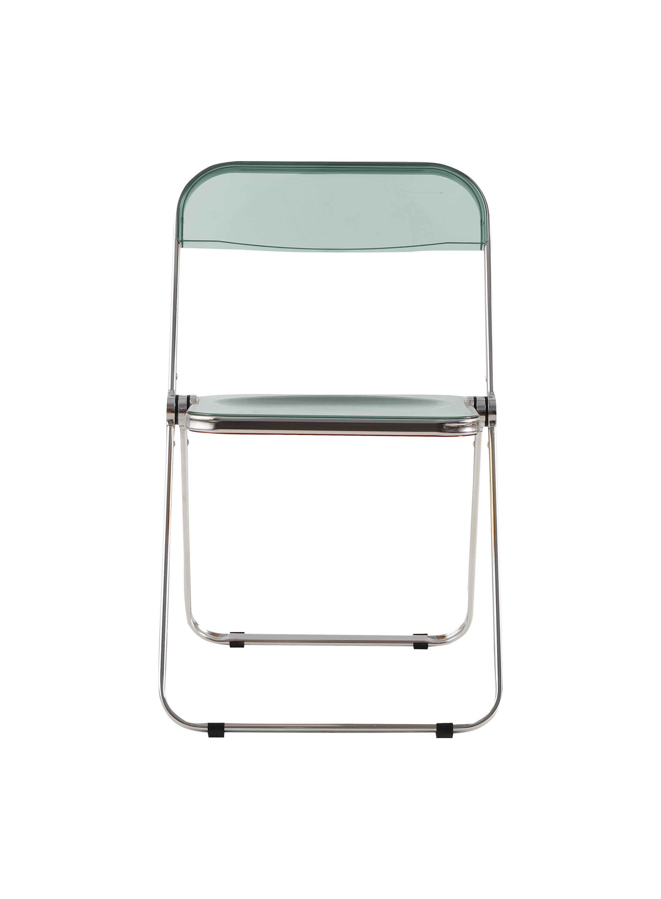 Folding Blue-Green  Ghost Chair Transparent Acrylic Stackable Chrome Frame