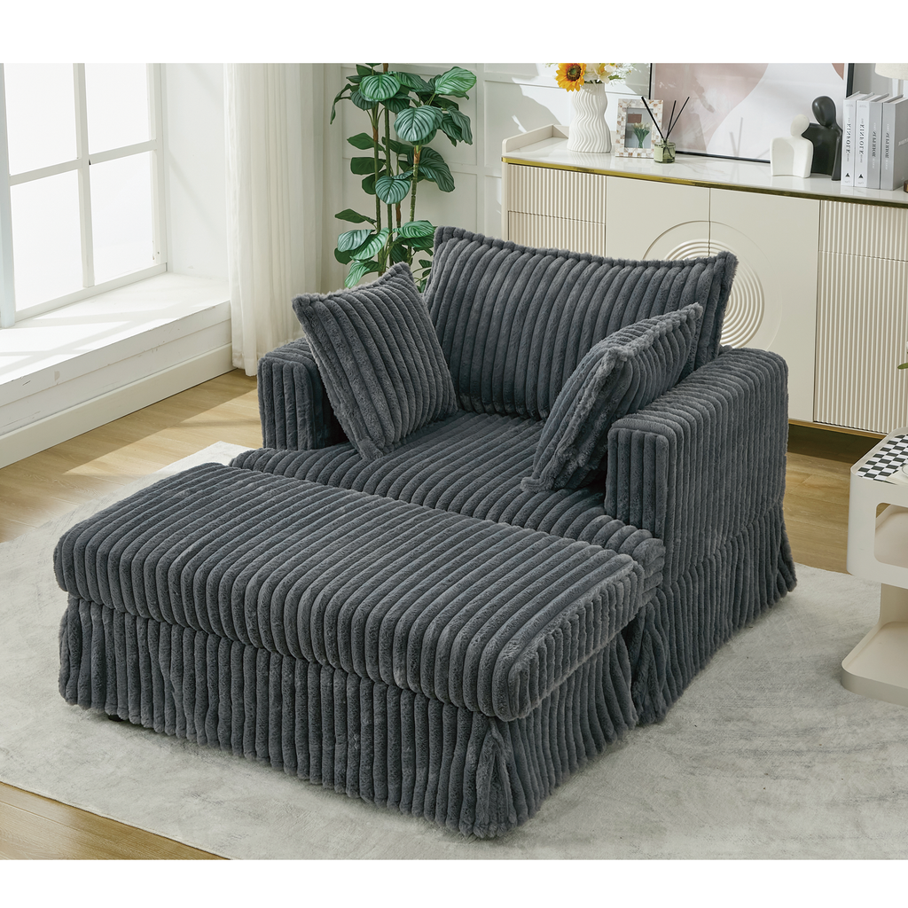 47.7'' Oversized Corduroy Chaise Longue with Ottoman
