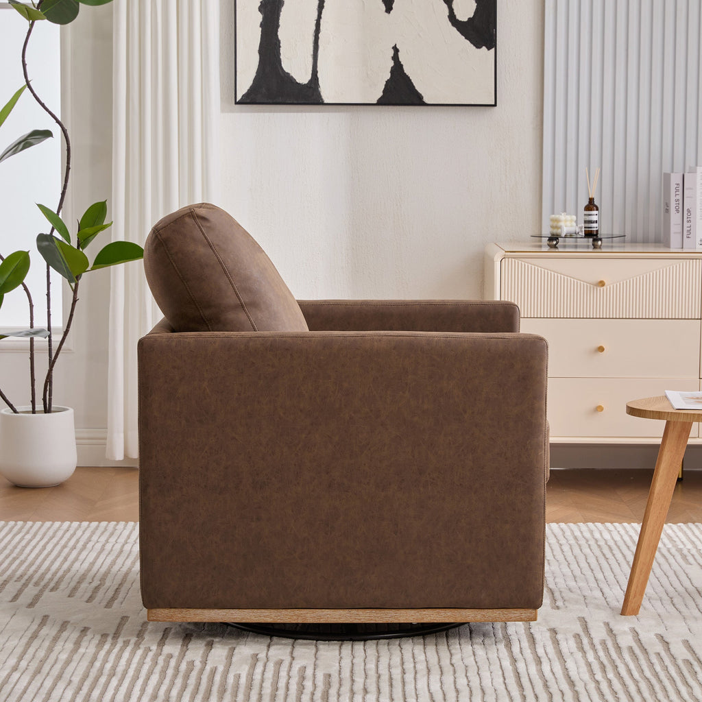 Modern Square Chenille Upholstered Swivel Accent Chair
