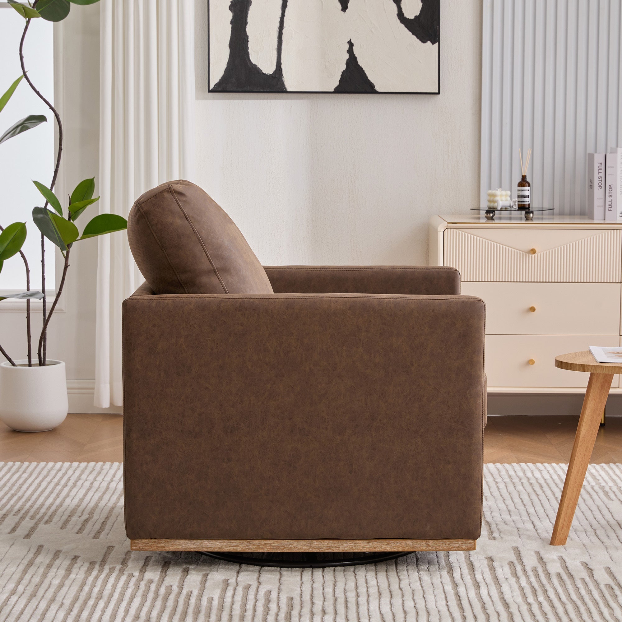 Modern Square Chenille Upholstered Swivel Accent Chair
