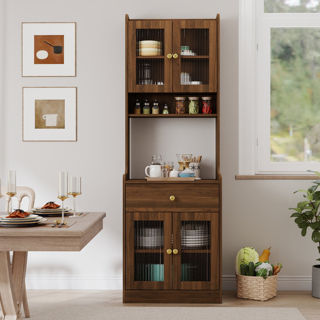 Farmhouse Kitchen Hutch Buffet Cabinet with Microwave Stand