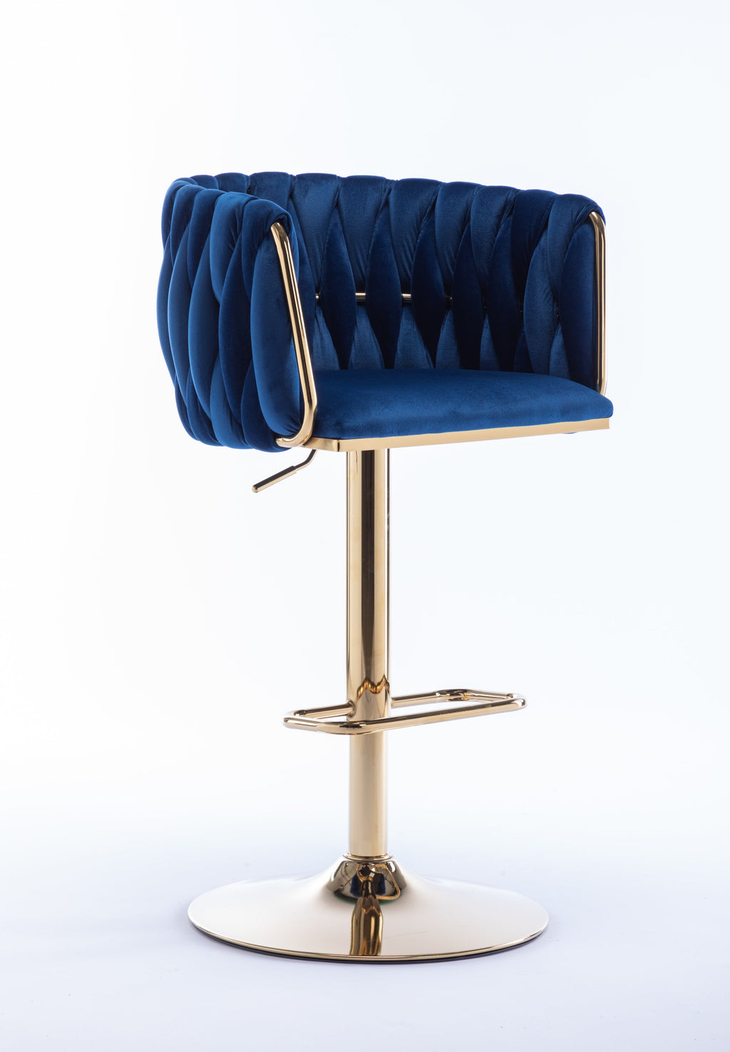 Swivel Height Adjustable Mechanical Lifting Velvet Bar Stools (Set of 2)