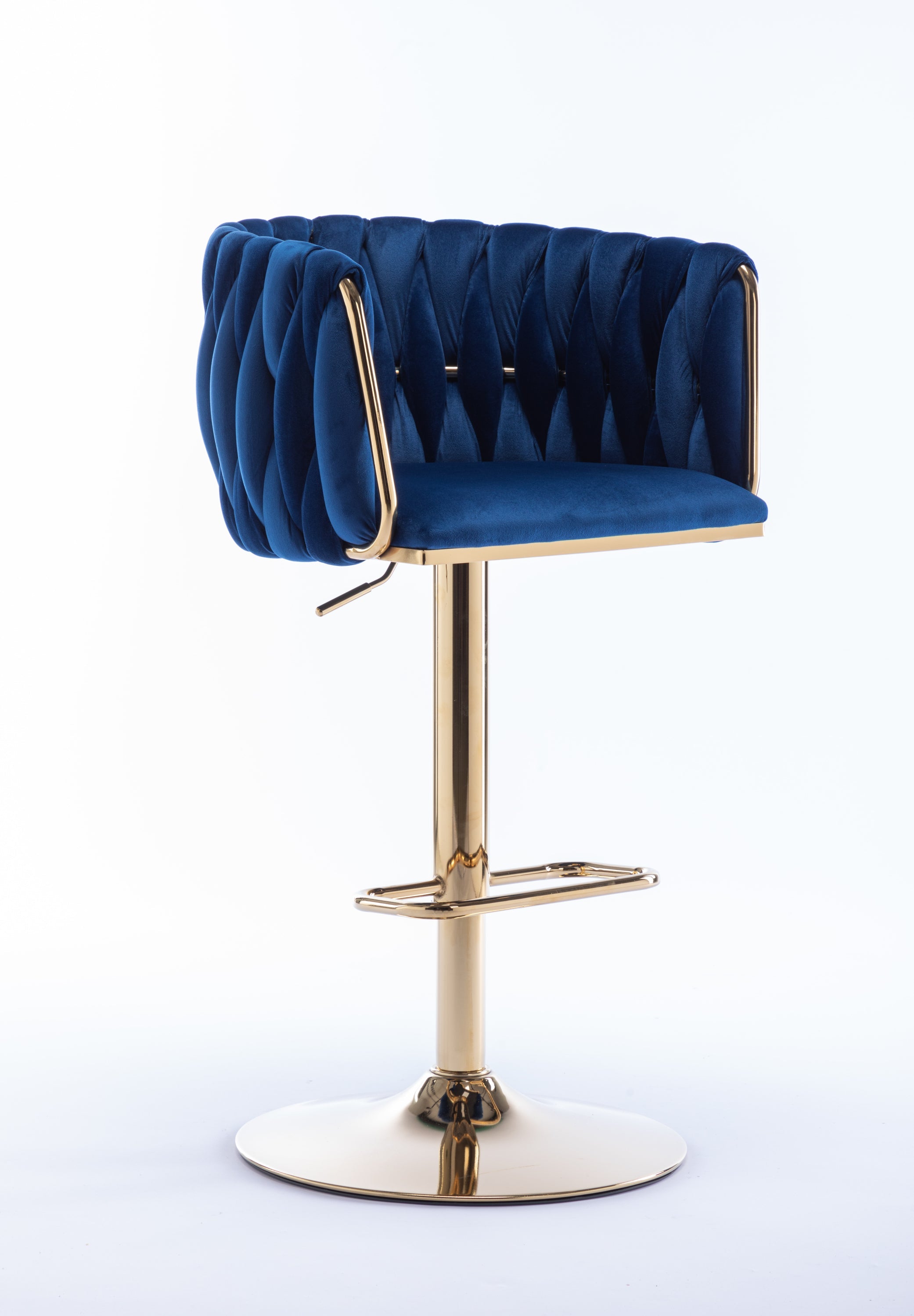 Swivel Height Adjustable Mechanical Lifting Velvet Bar Stools (Set of 2)