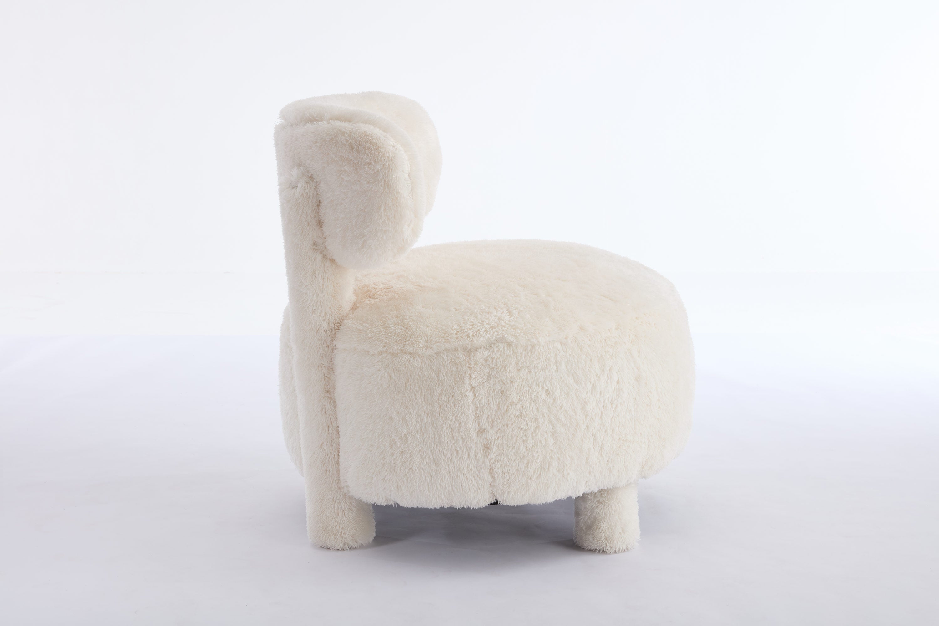 Fur/Teddy Fabric Armless Accent Chair with Curved Backrest