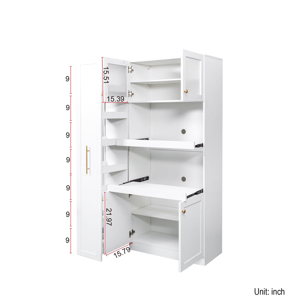 Farmhouse Pantry Organizers Cabinet with 4 Doors