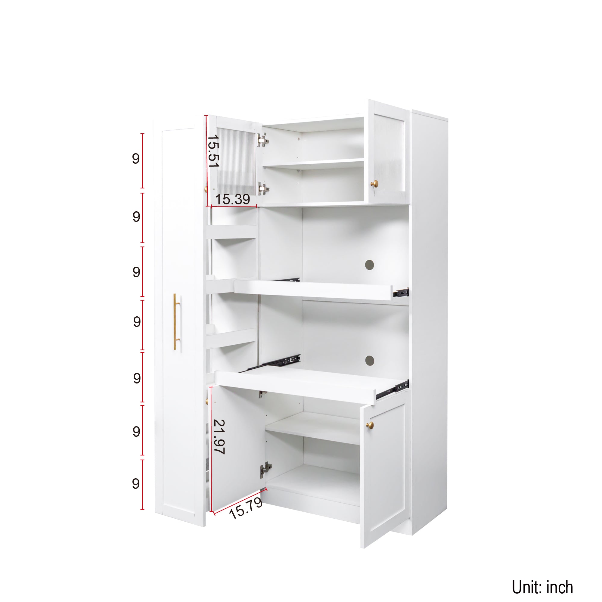 Farmhouse Pantry Organizers Cabinet with 4 Doors