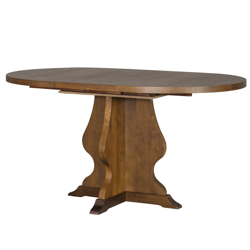 5-Piece Farmhouse Extendable Dining Table Set with 4 Upholstered Chairs