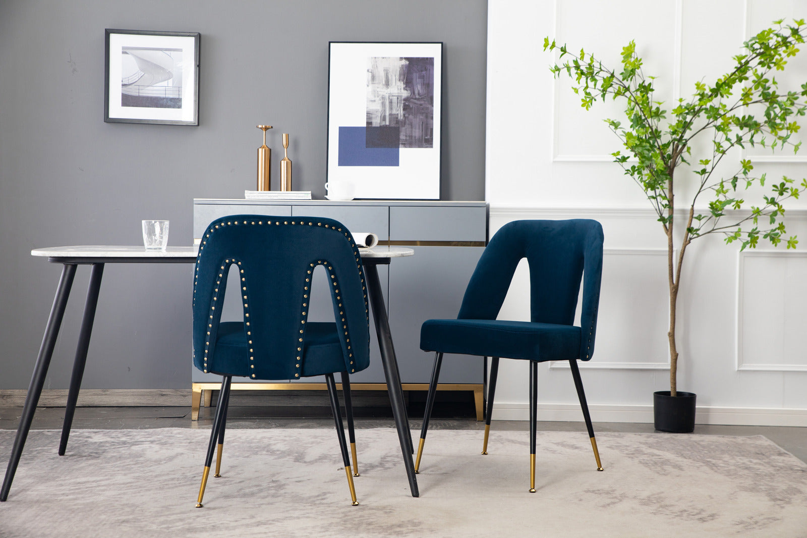 Modern Velvet Upholstered Dining Chair (Set of 2)