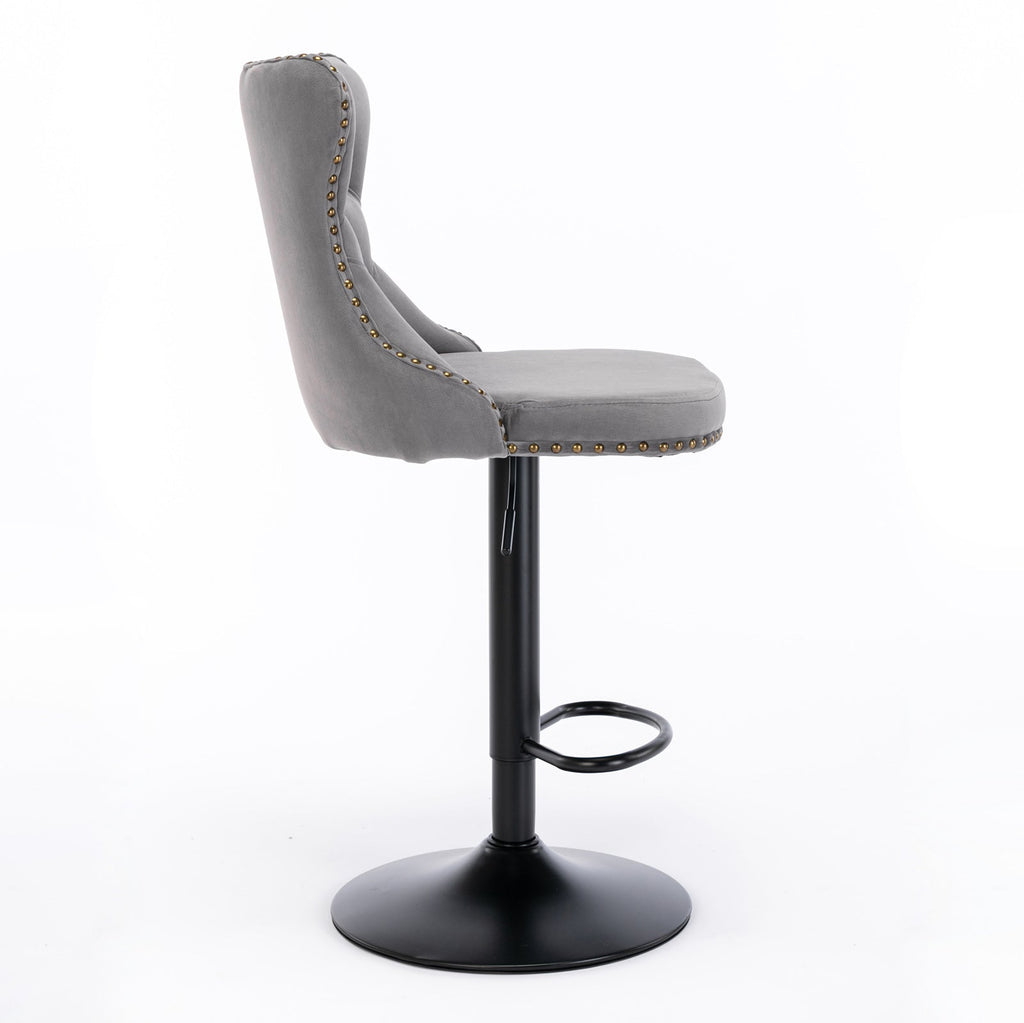 Modern Swivel Velvet Barstools Adjusatble Seat (Set of 2)