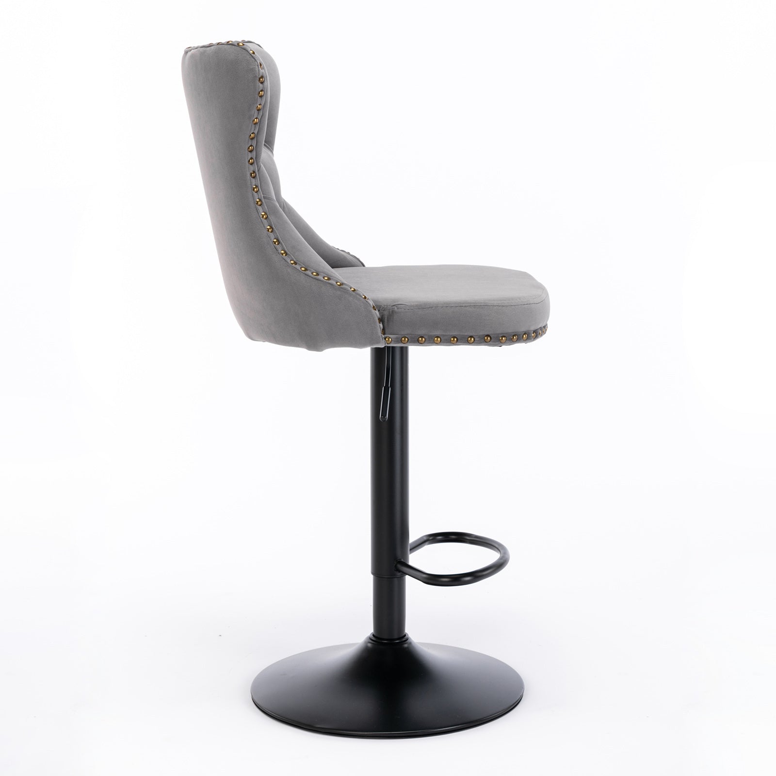 Modern Swivel Velvet Barstools Adjusatble Seat (Set of 2)