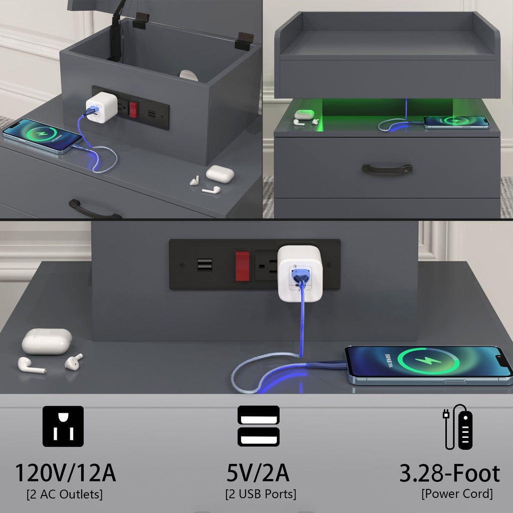Nightstand with Remote-Controlled LED Strip Light