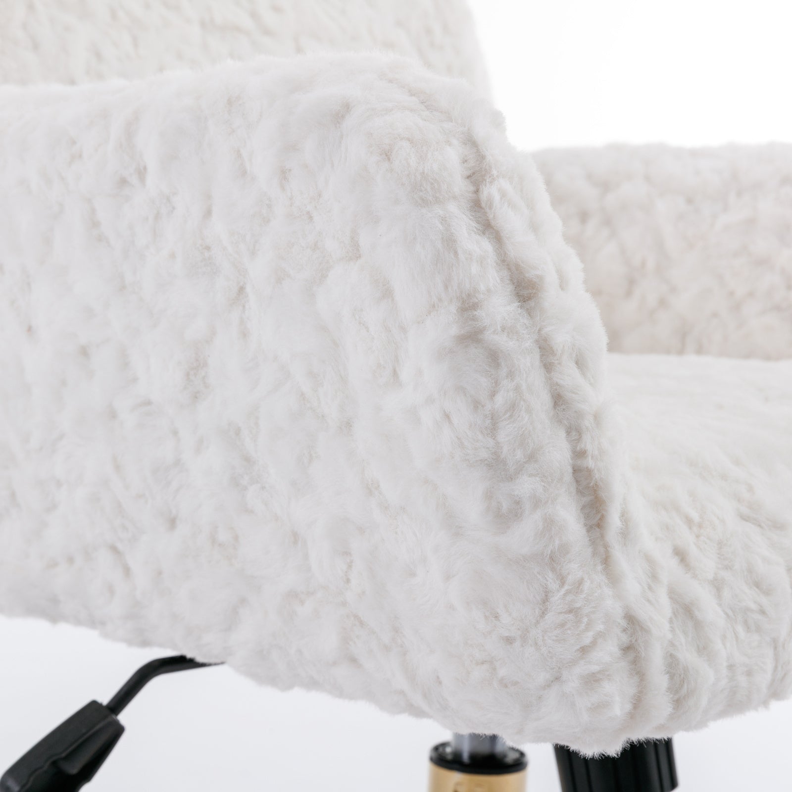 Artificial Rabbit Hair Home Office Chair with Golden Metal Base