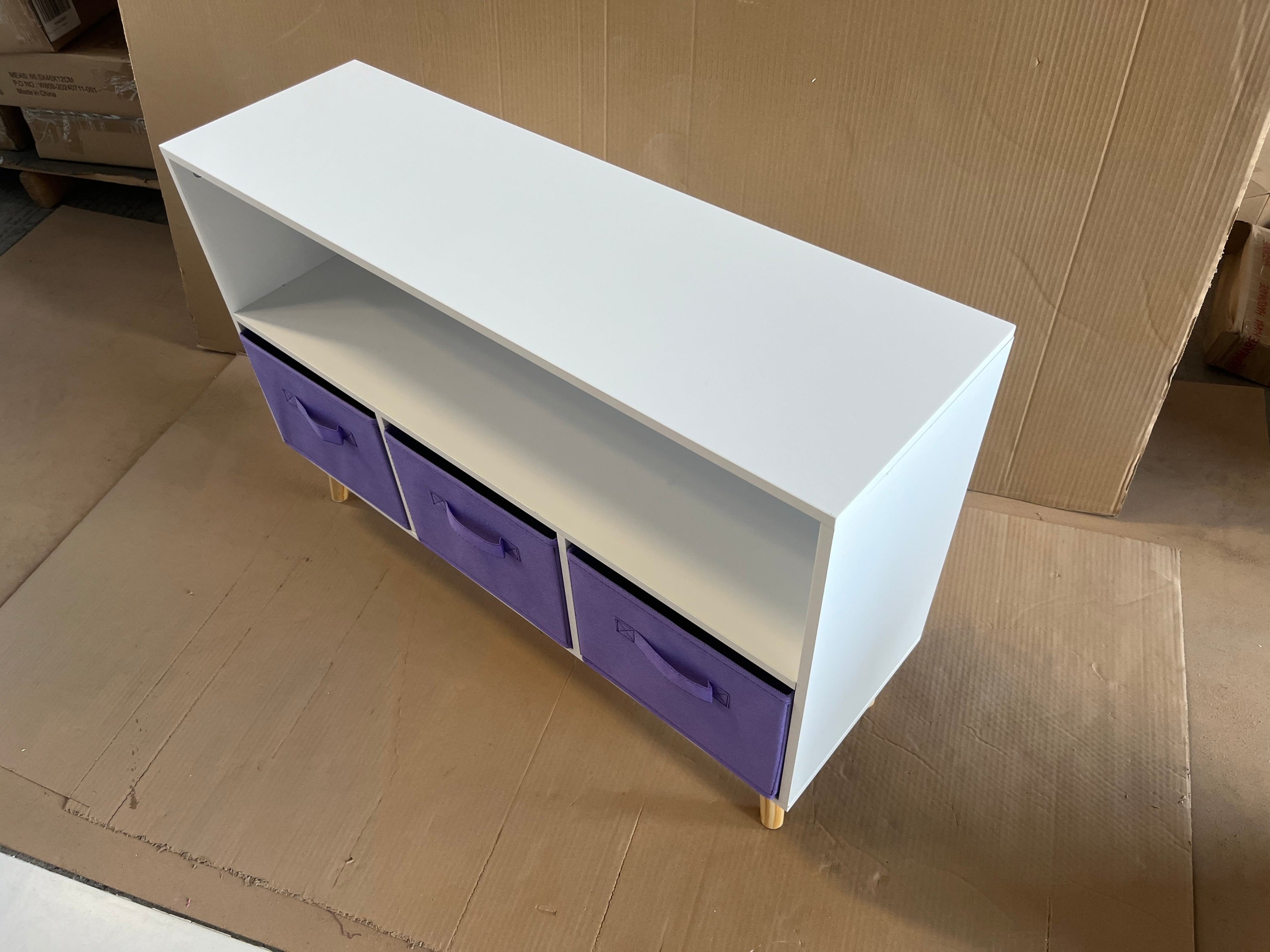 Children's Book Display Kids Bookcase with 3 Fabric Bins