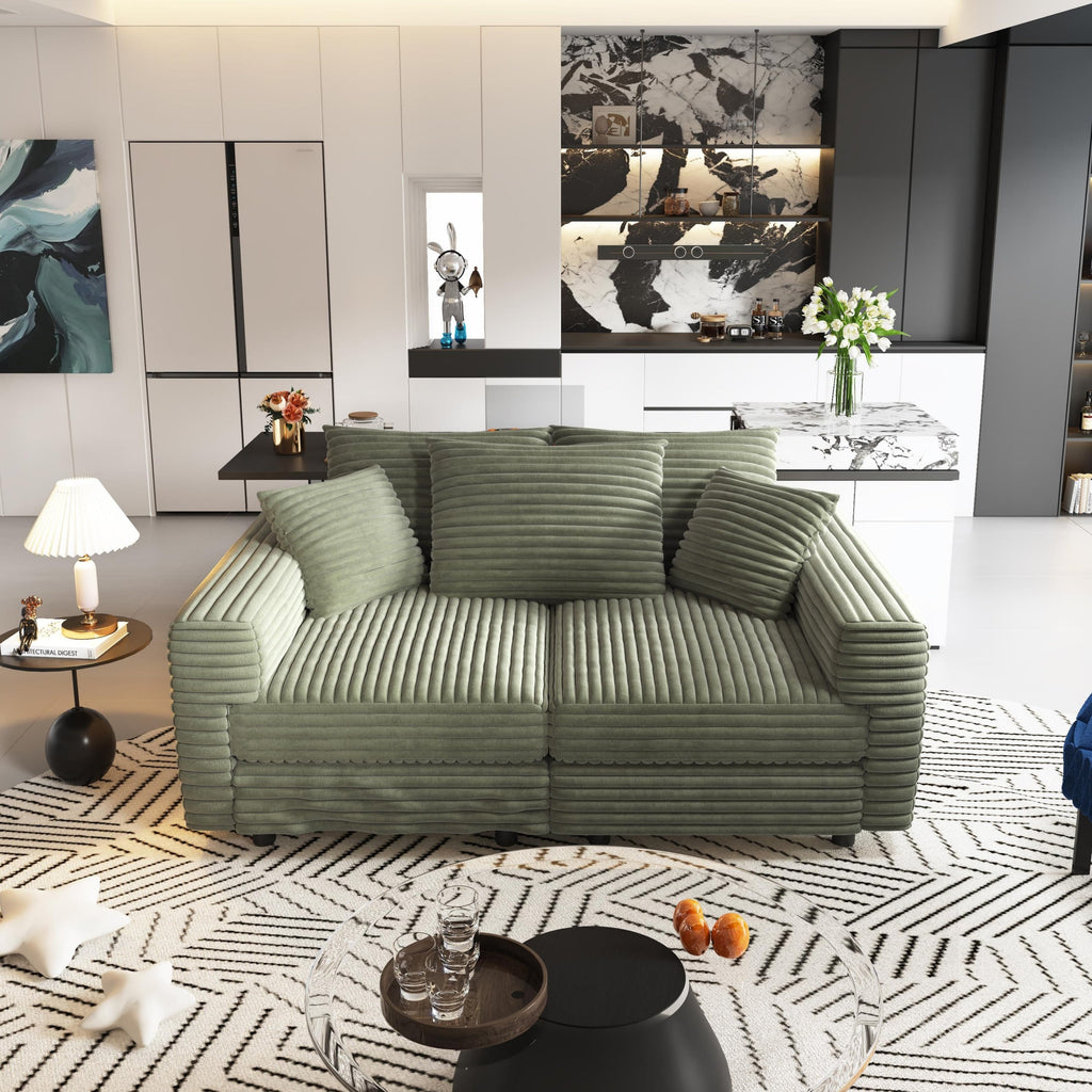 82.7' Modern Comfy Cloud Couch Sofa with Soft Pillows + Ottomans Option
