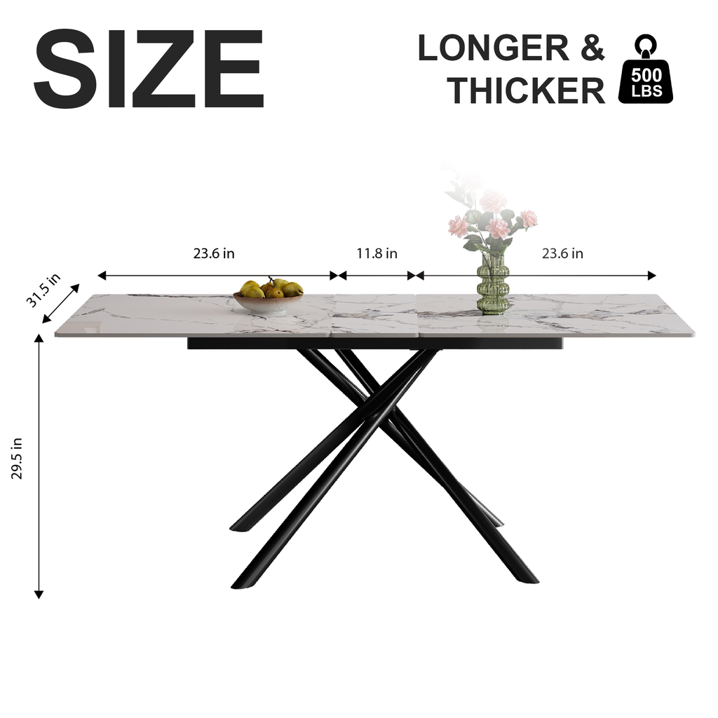 59-inch Modern rectangle Expandable Dining Table