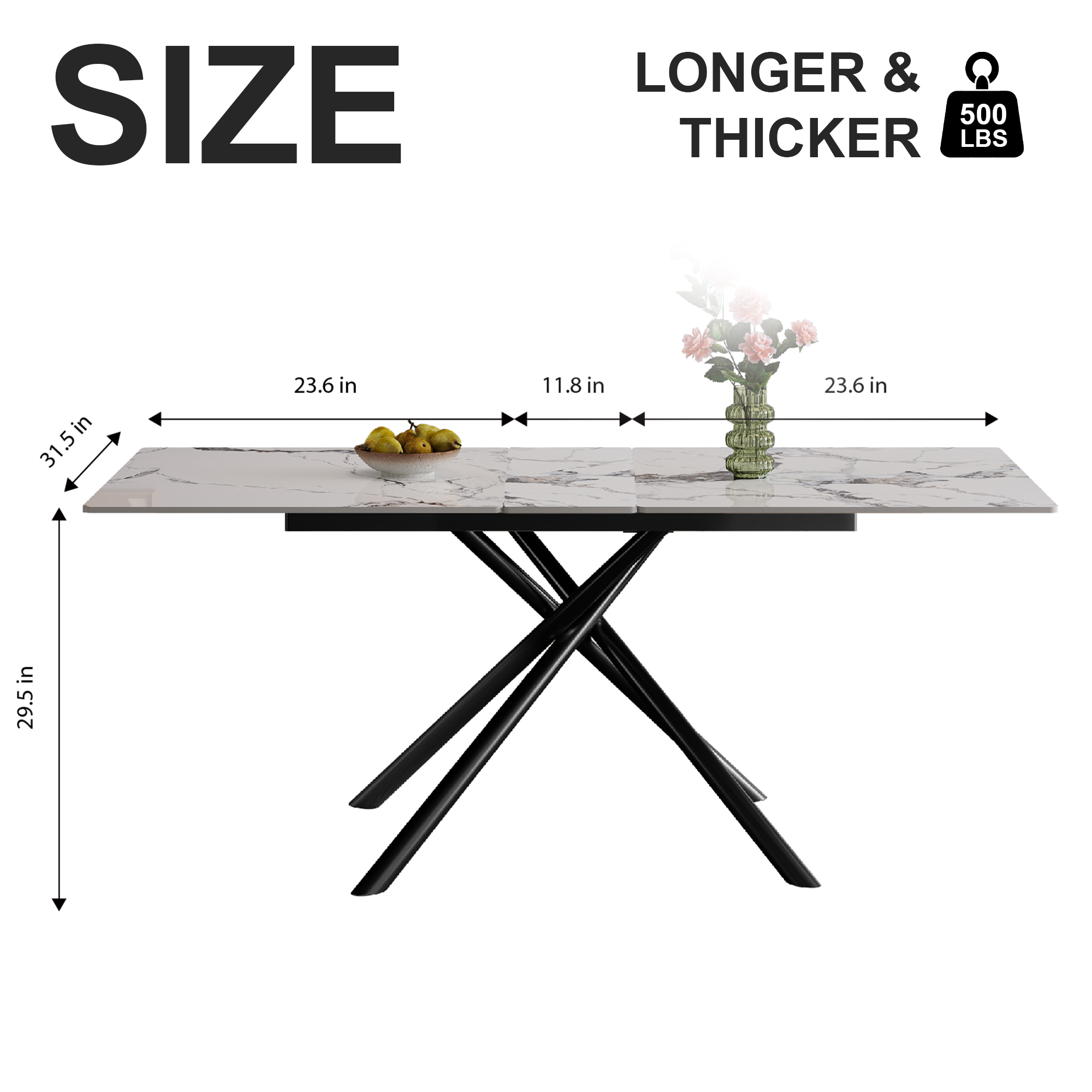 59-inch Modern rectangle Expandable Dining Table