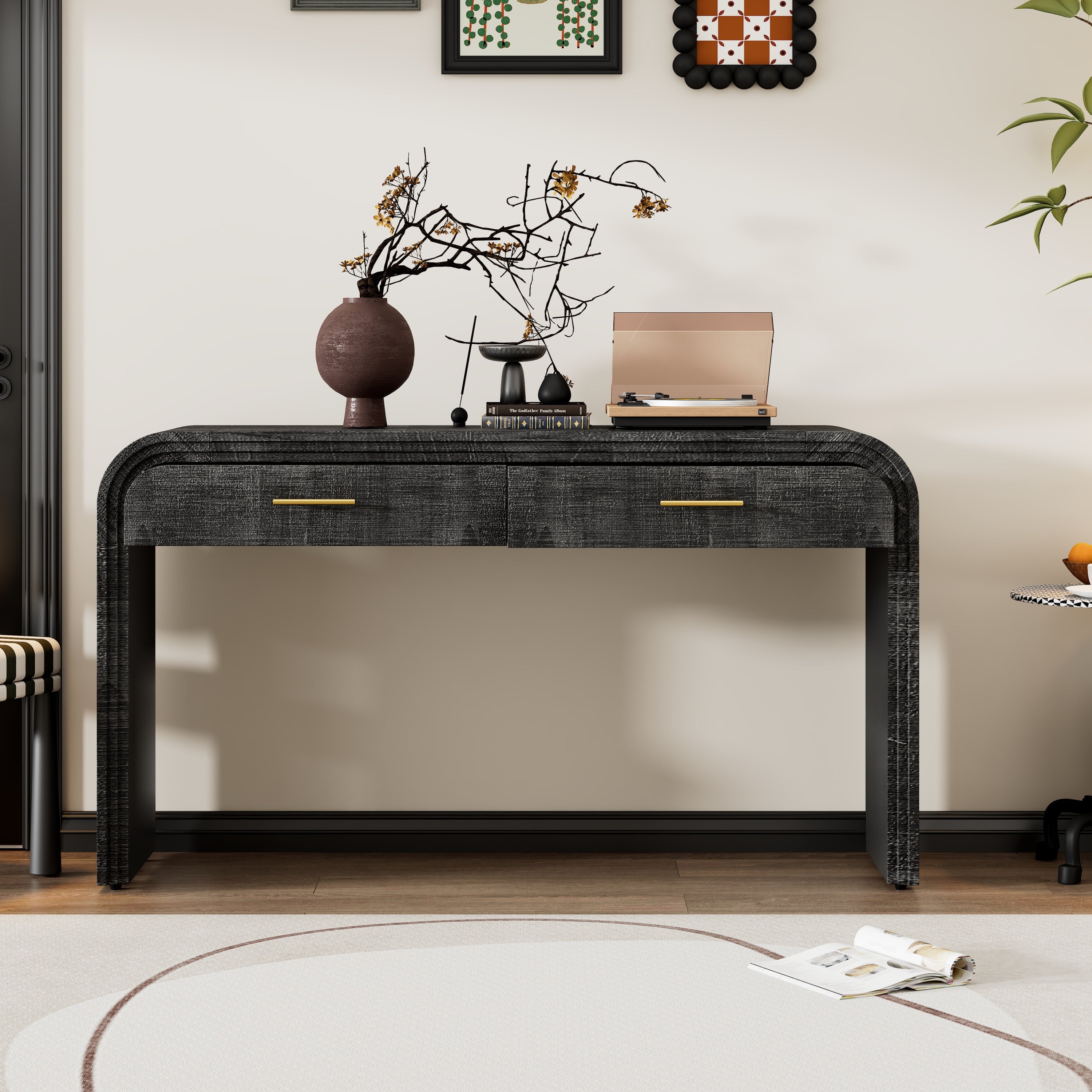 Unique Retro Silhouette Console Table with Open Style