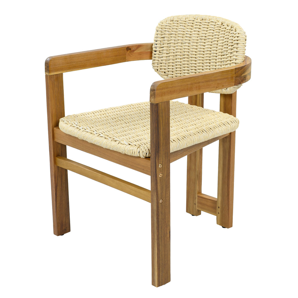 2-seat Woven Outdoor Chairs, Comfy Patio Seating with Elegant Teak Finish