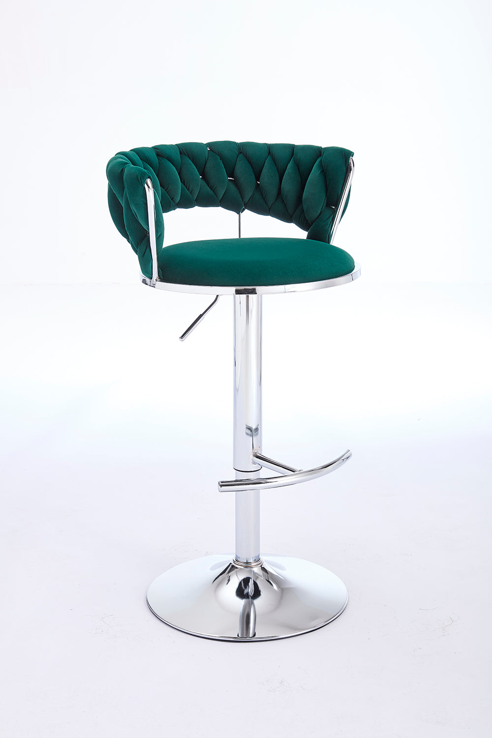 2PCS Metal Bar Stools with Chrome Footrest and Base