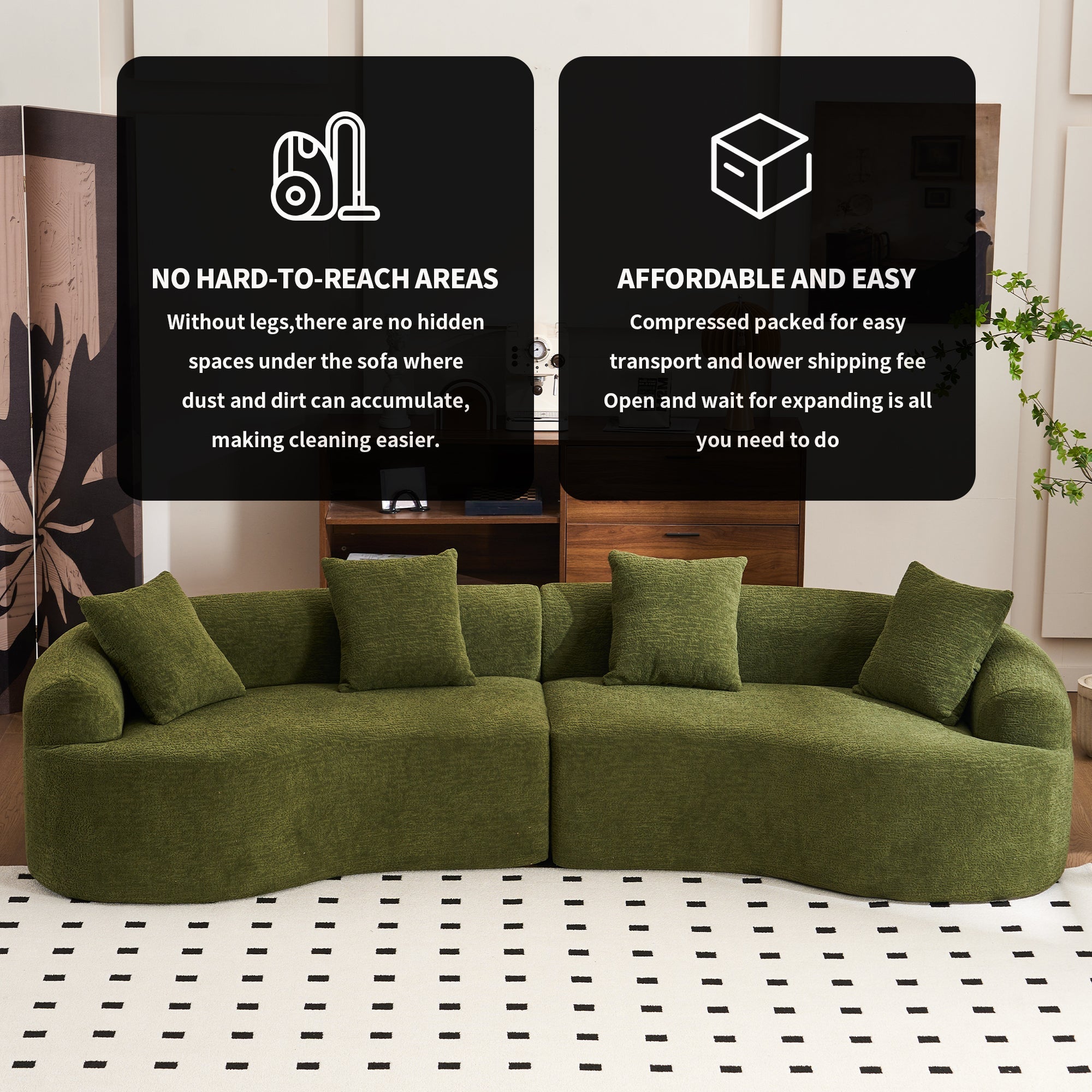 30D High-Density Sponge Sectional Couch for Living Room