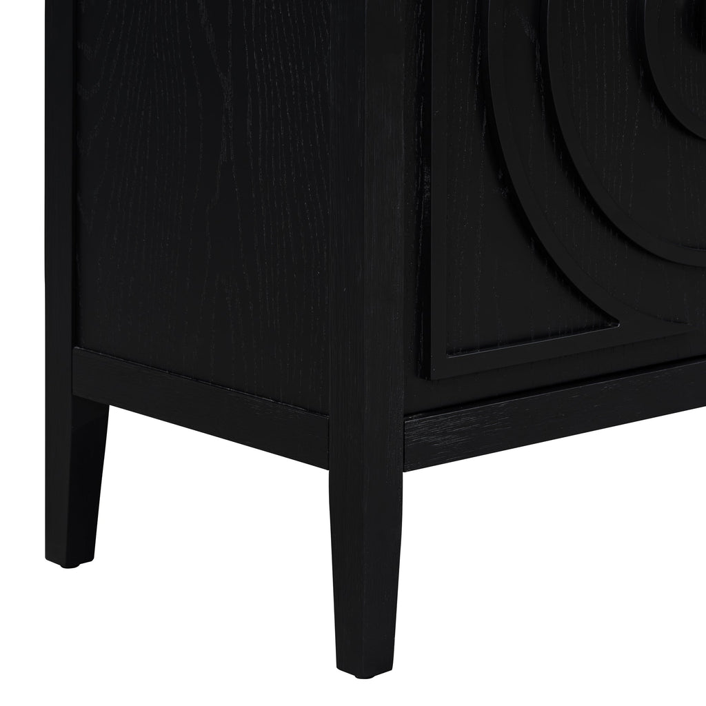 60" Circular Groove Design Sideboard Door for Living Room
