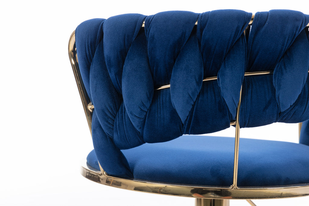 Swivel Height Adjustable Velvet Bar Stools with Golden Leg (Set of 2 )