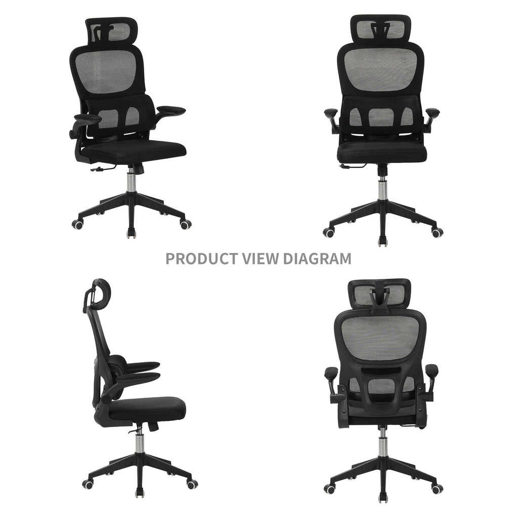 High Back Ergonomic Mesh Office Chair Black Big Tall Tilt 3D Headrest Lumbar Support Swivel Rolling Chair