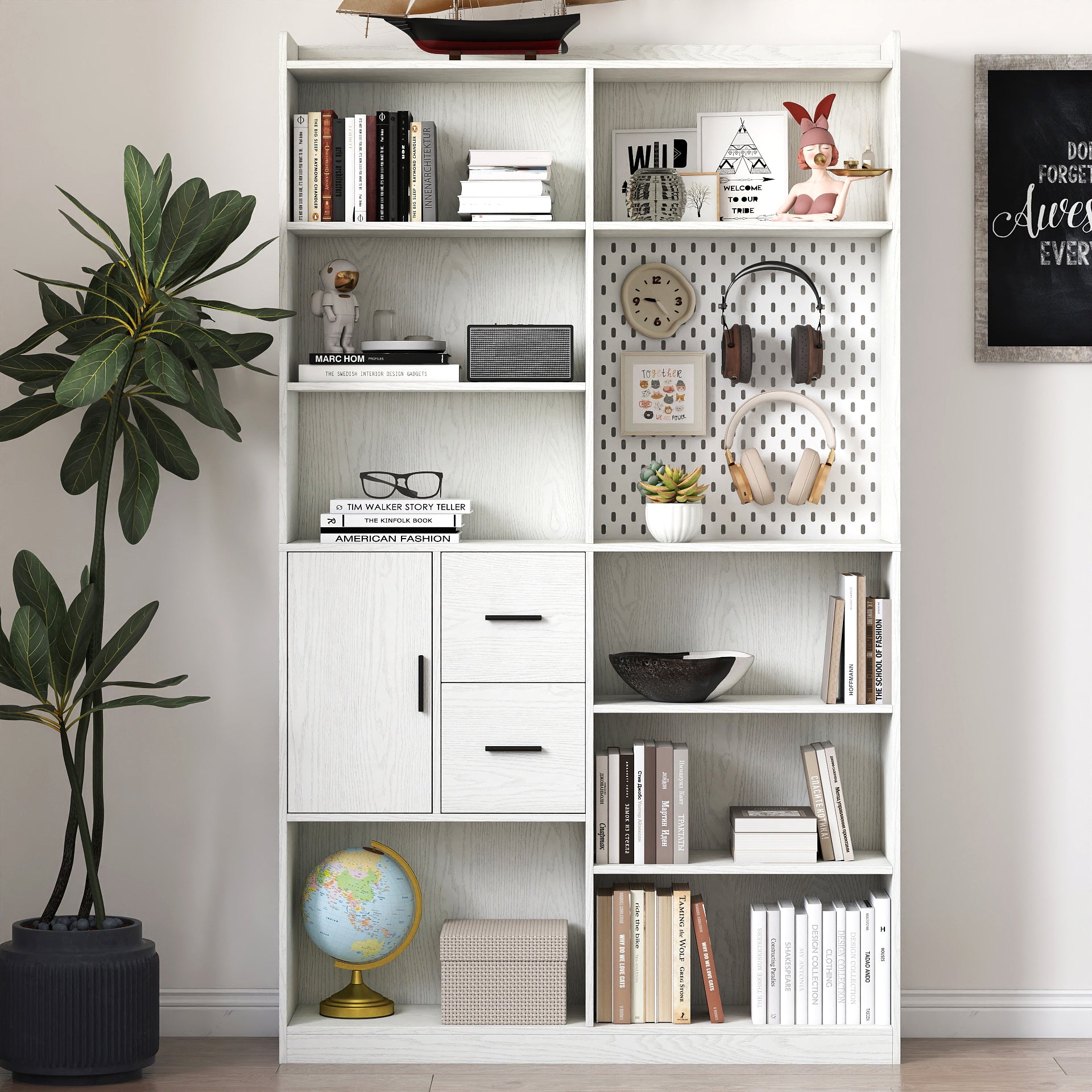 79" Tall Kitchen Pantry Cabinet with Pegboard
