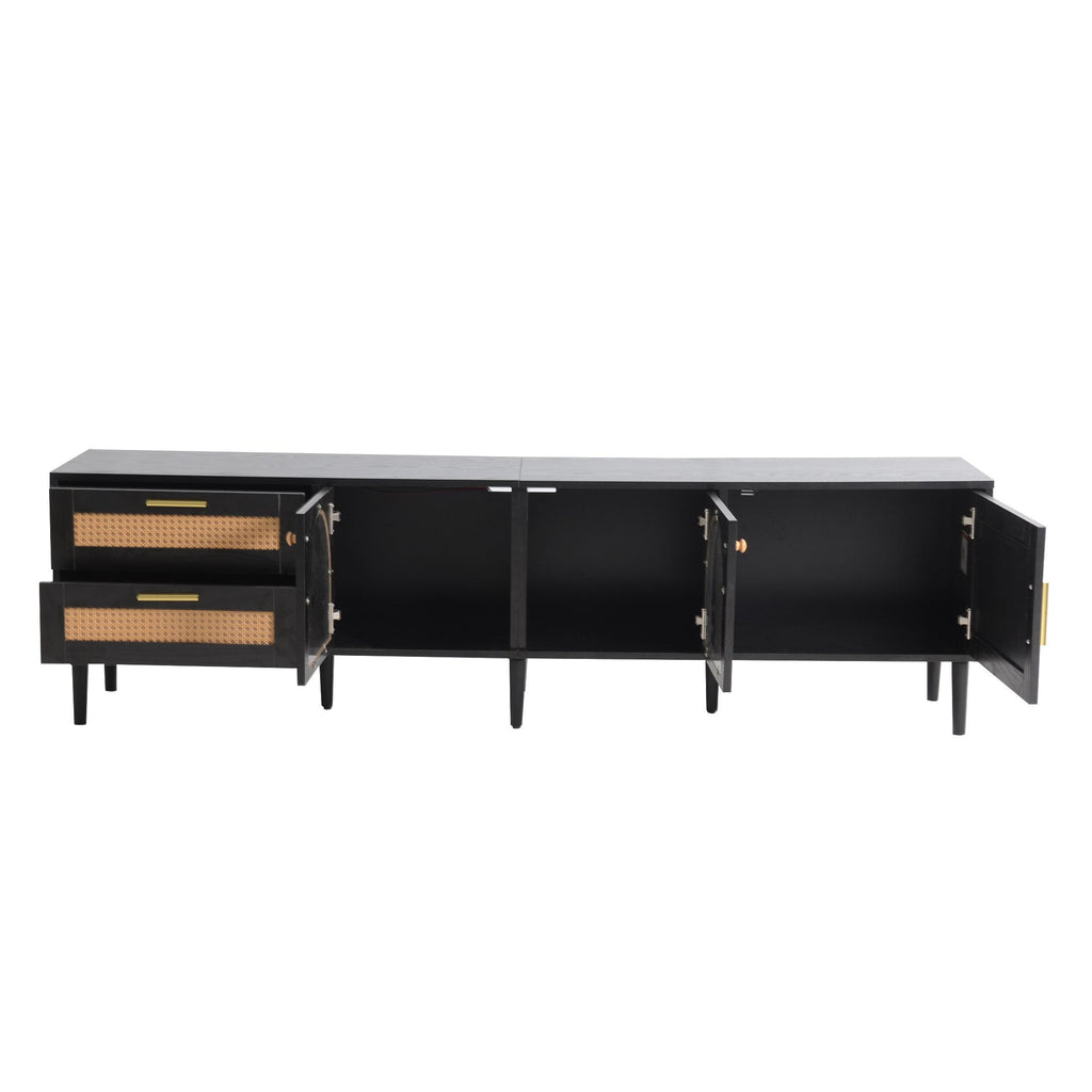 70" Rattan LED Light Entertainment TV Stand