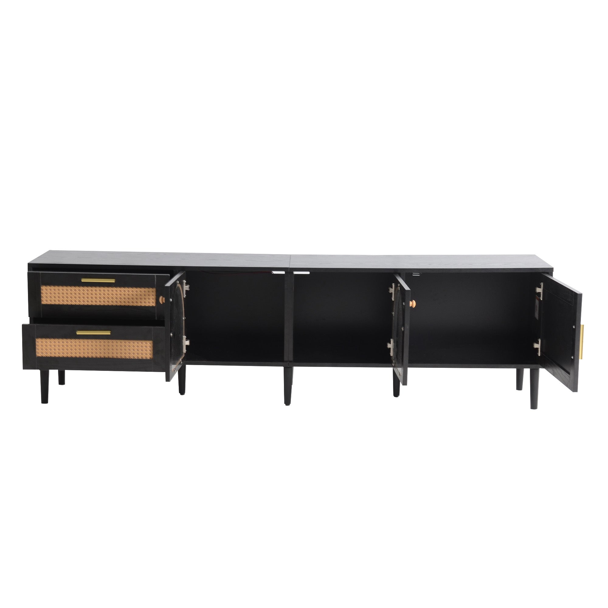 70" Rattan LED Light Entertainment TV Stand