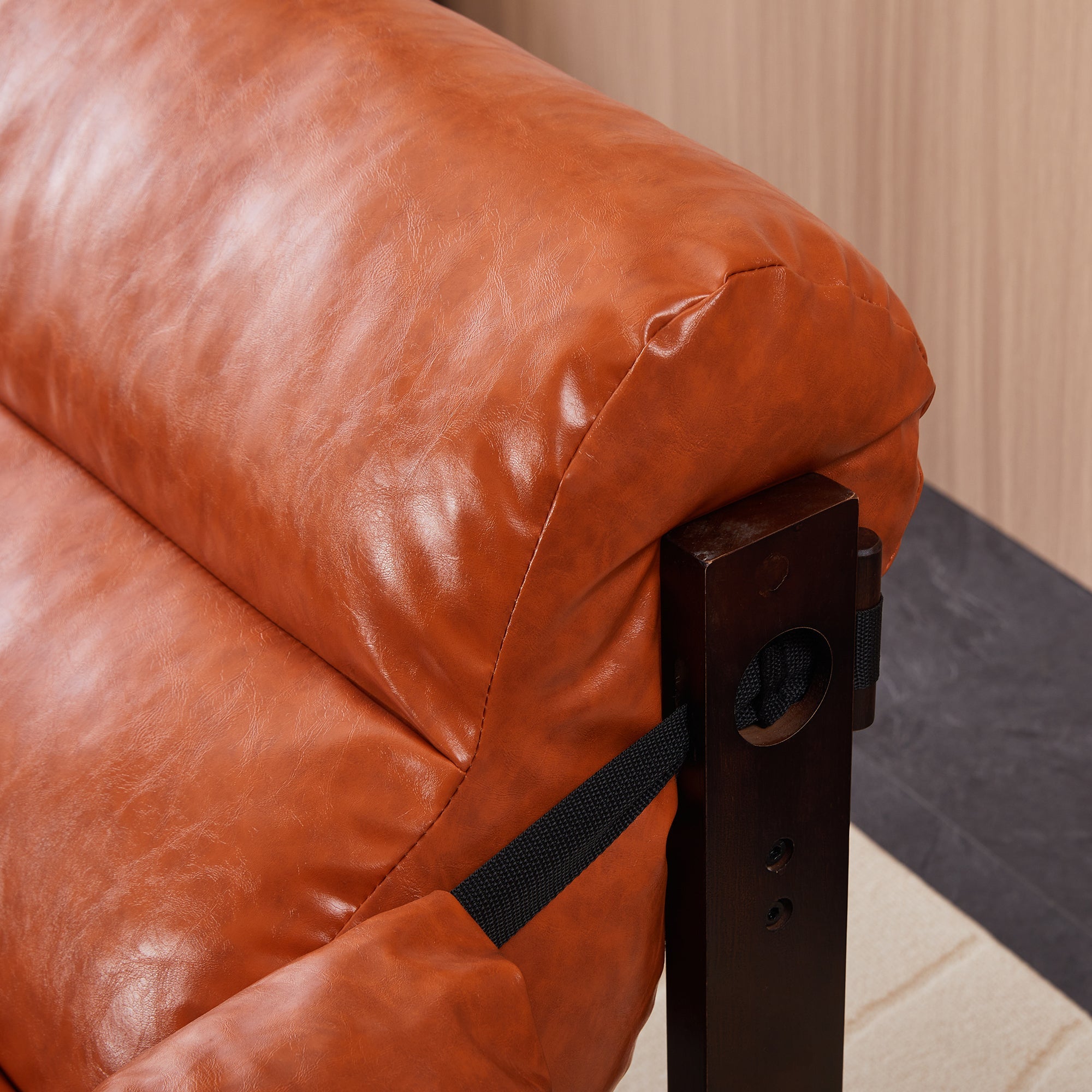 Medieval Modern Lounge Chair Removable Armrests Vintage Oil Wax Leather Sofa