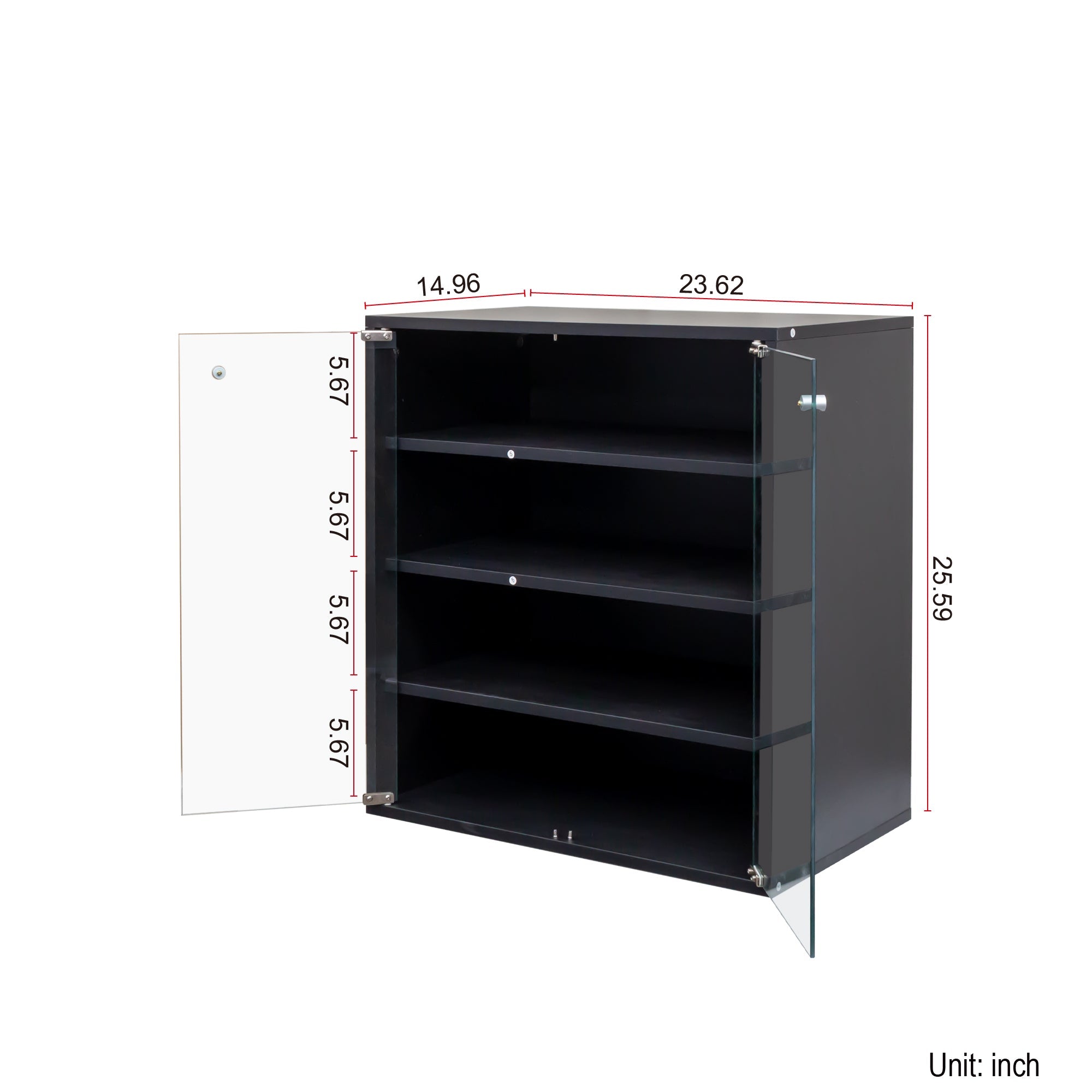 Wooden Stackable Shoe Storage Box with Glass Door